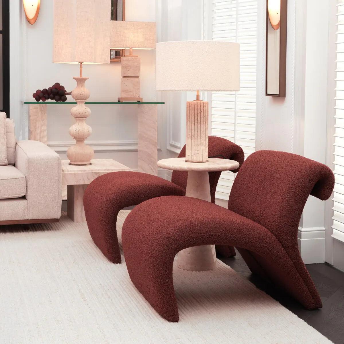 Fotel w tkaninie boucle VIGNOLA bordowy Eichholtz Eye on Design