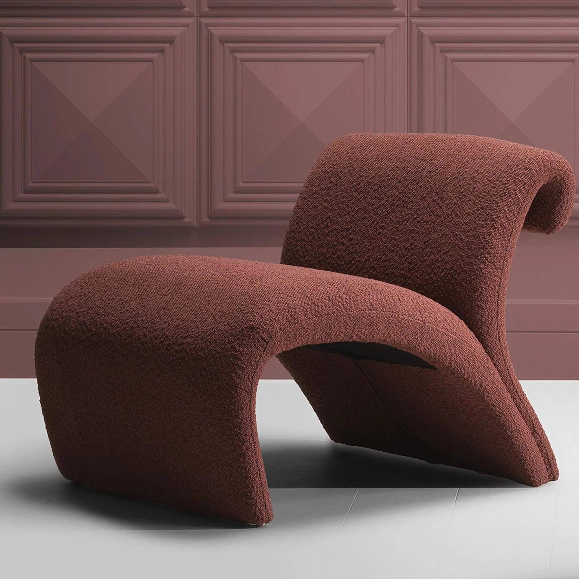 Fotel w tkaninie boucle VIGNOLA bordowy Eichholtz Eye on Design