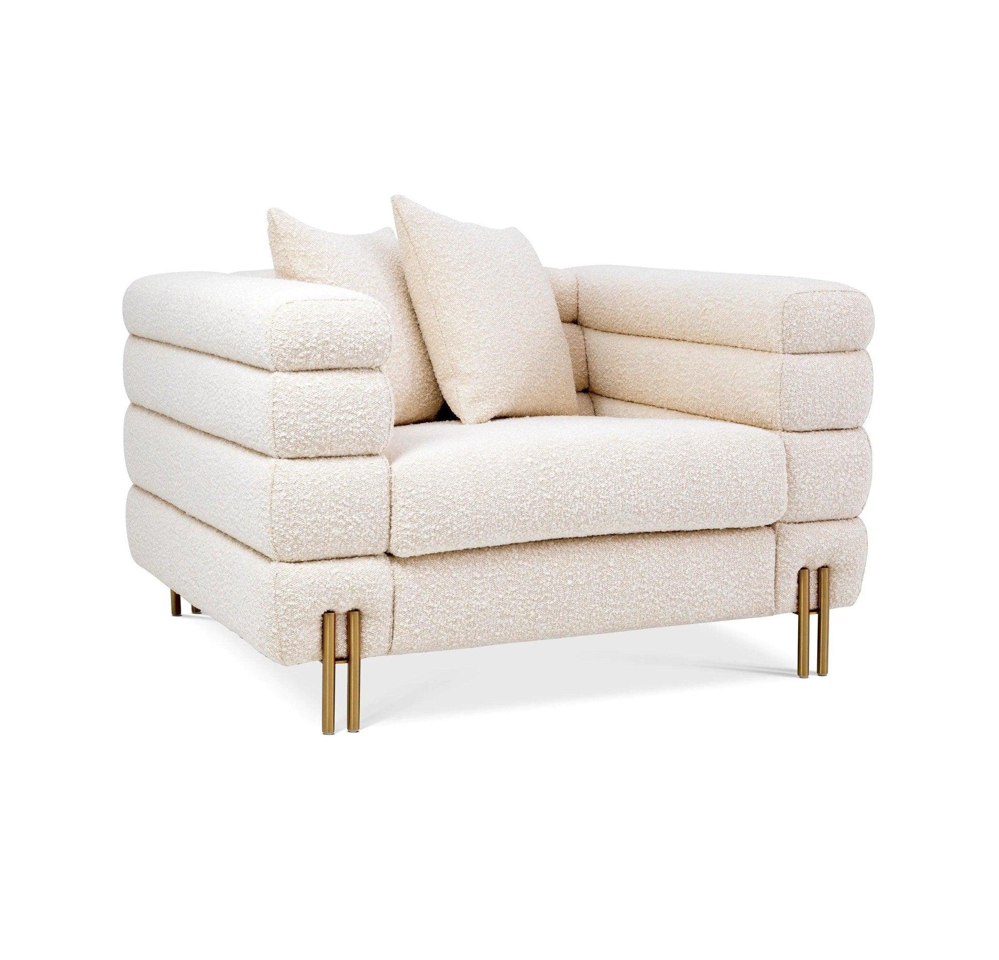 Fotel w tkaninie boucle YORK kremowy Eichholtz Eye on Design