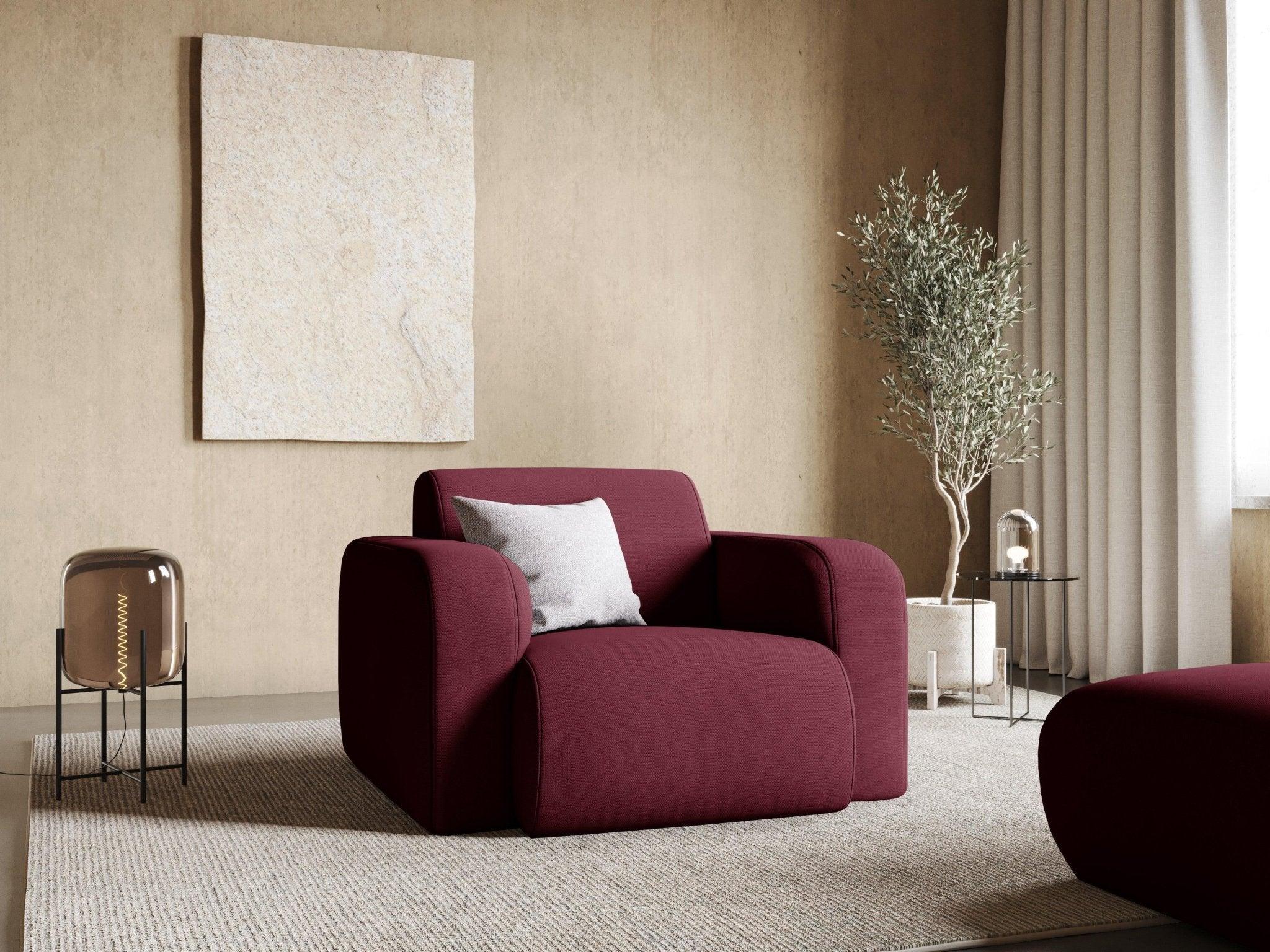 Fotel w tkaninie chenillowej LOLA bordowy Windsor & Co Eye on Design