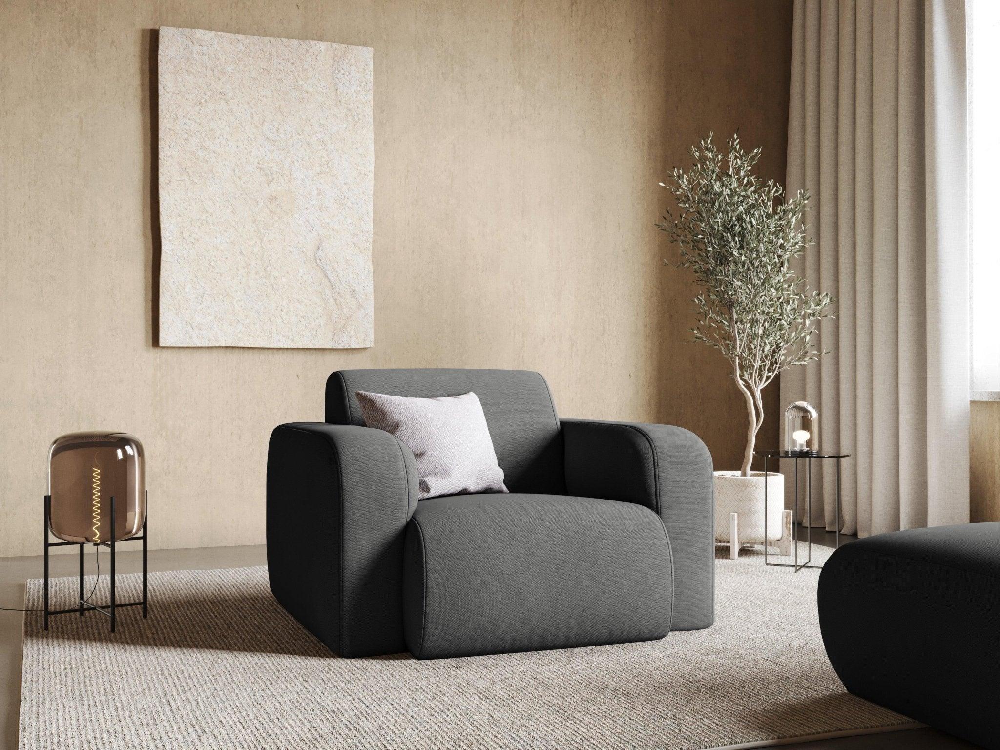 Fotel w tkaninie chenillowej LOLA ciemnoszary Windsor & Co Eye on Design