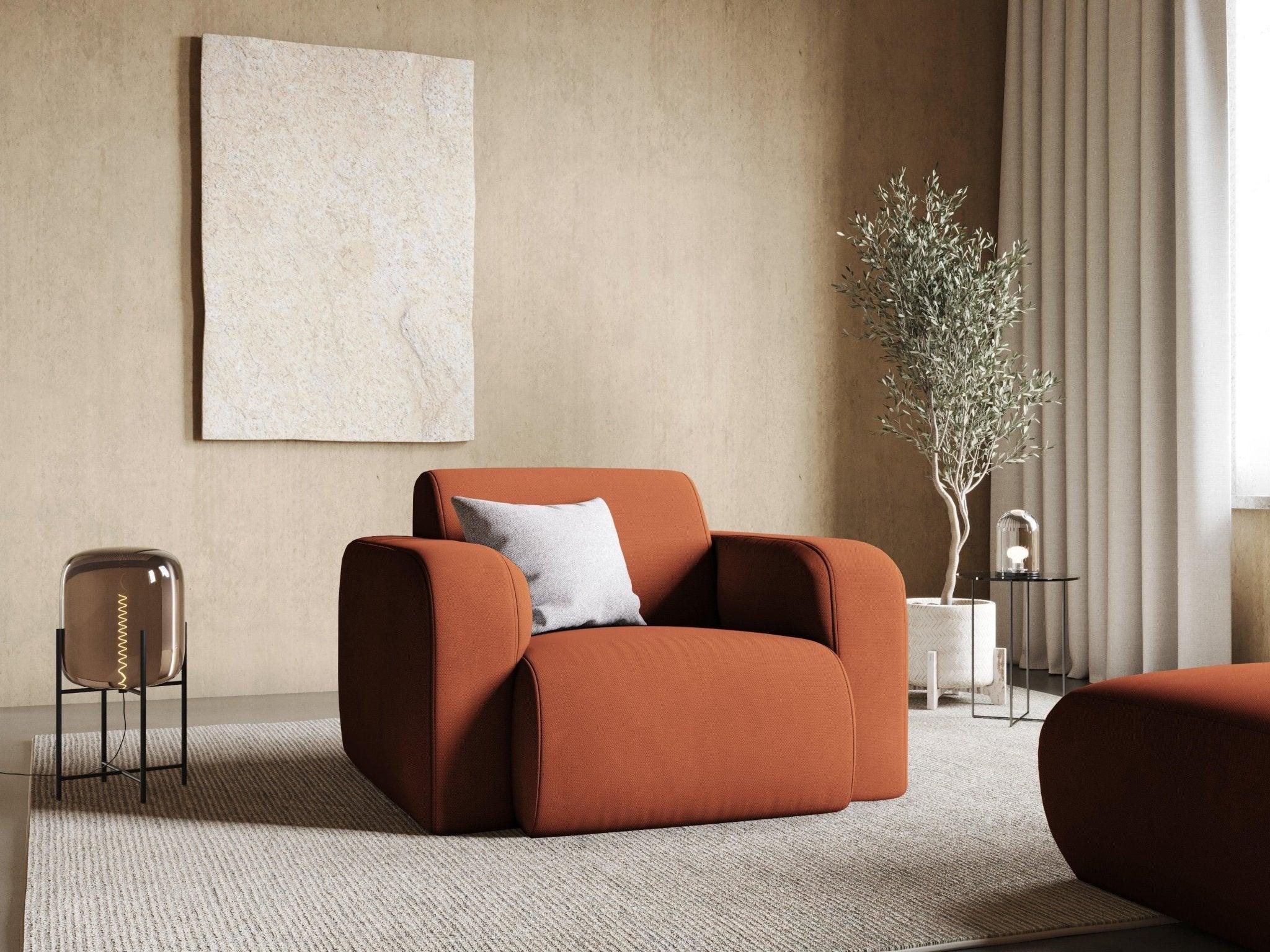 Fotel w tkaninie chenillowej LOLA pomarańczowy Windsor & Co Eye on Design