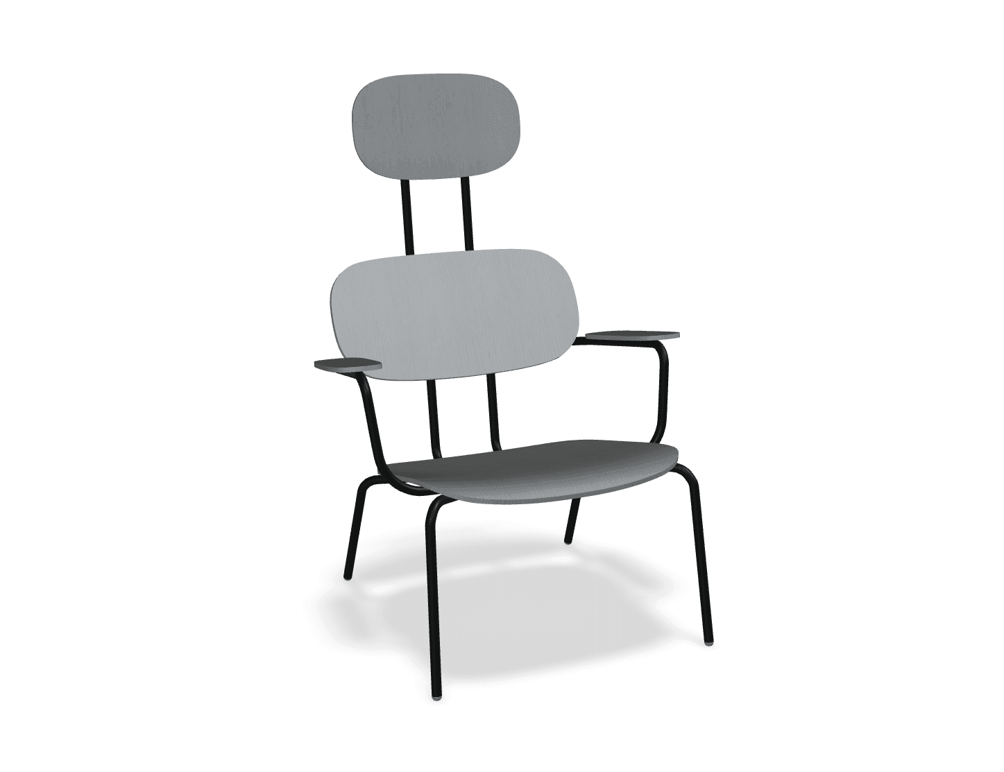 Fotel z zagłówkiem NEW SCHOOL LOUNGE czarny MDD ciemny szary bez podnóżka Eye on Design