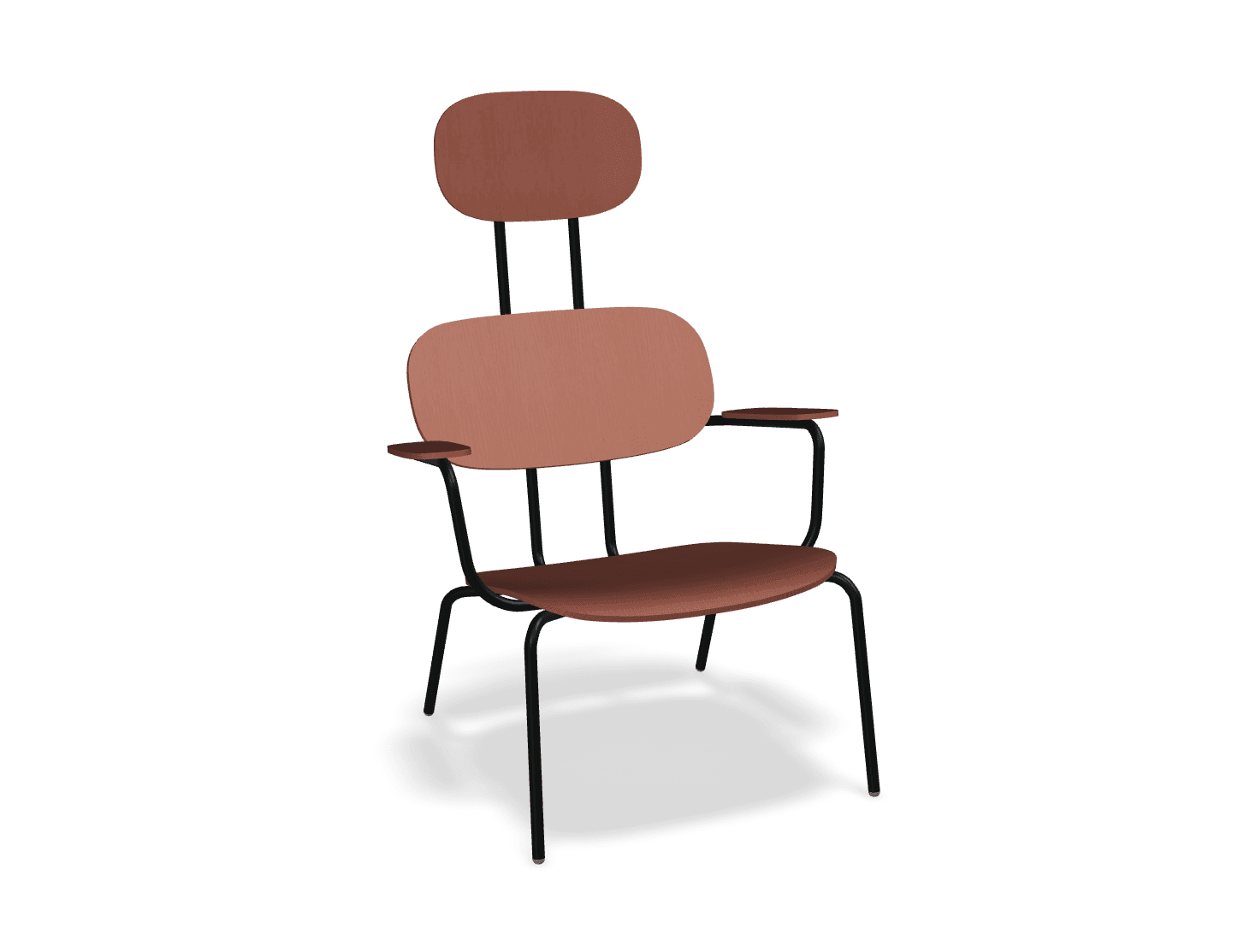 Fotel z zagłówkiem NEW SCHOOL LOUNGE czarny MDD ceglasty bez podnóżka Eye on Design