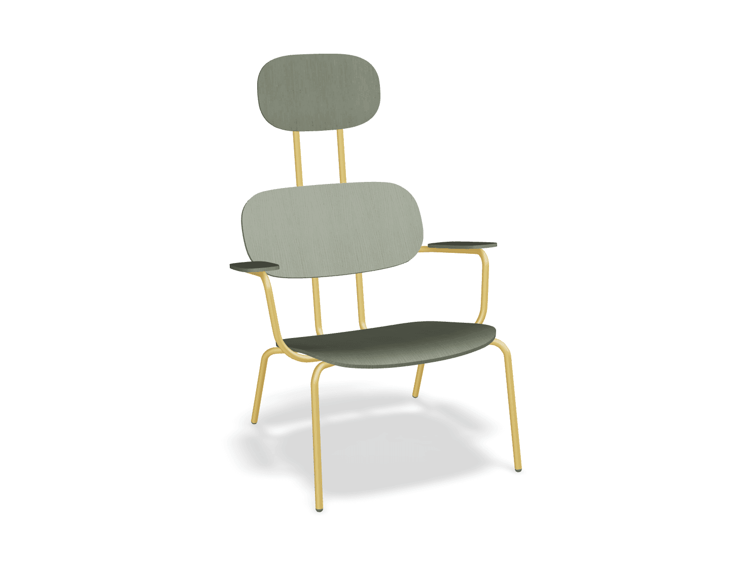 Fotel z zagłówkiem NEW SCHOOL LOUNGE żółty MDD oliwkowy bez podnóżka Eye on Design