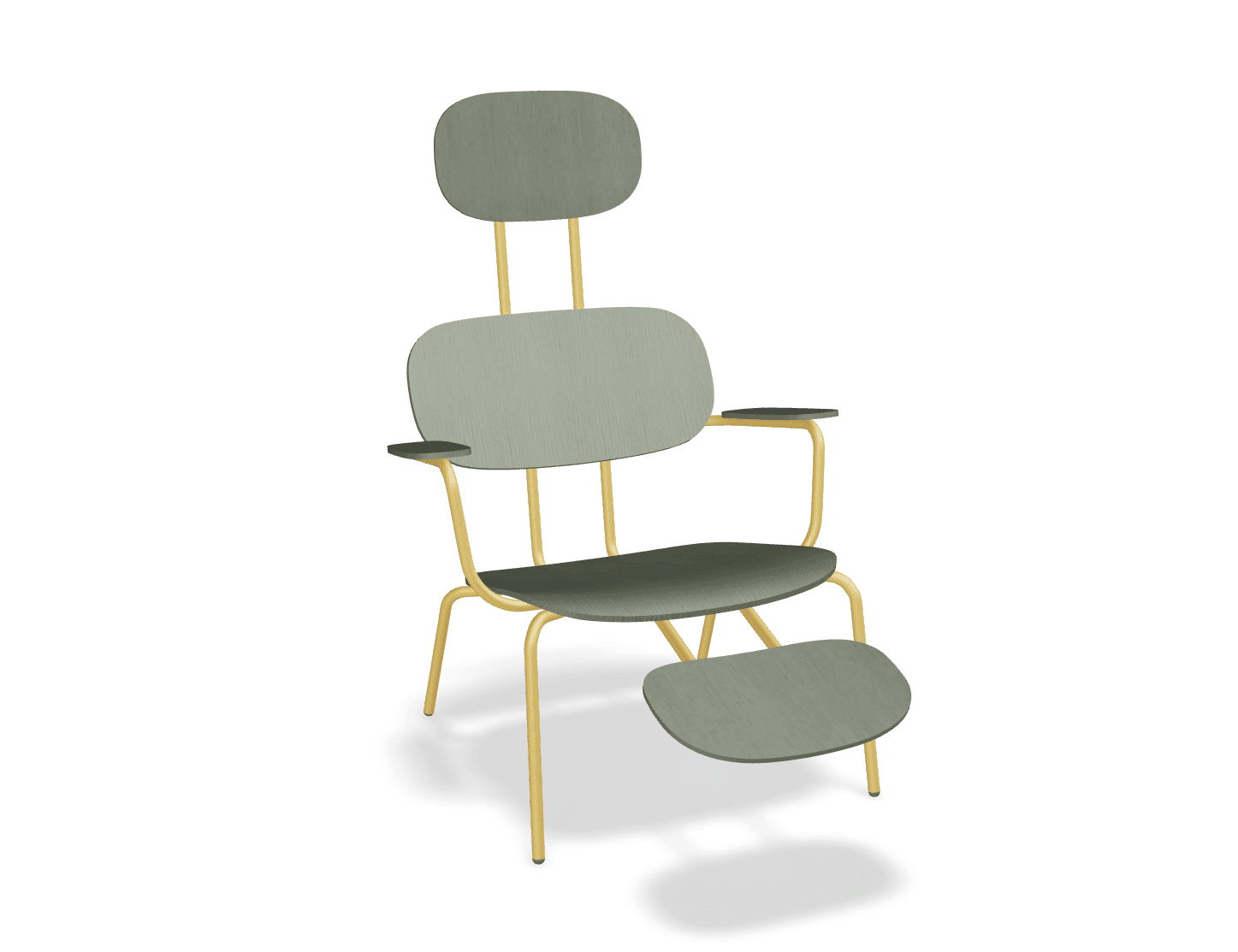 Fotel z zagłówkiem NEW SCHOOL LOUNGE żółty MDD oliwkowy z podnóżkiem Eye on Design