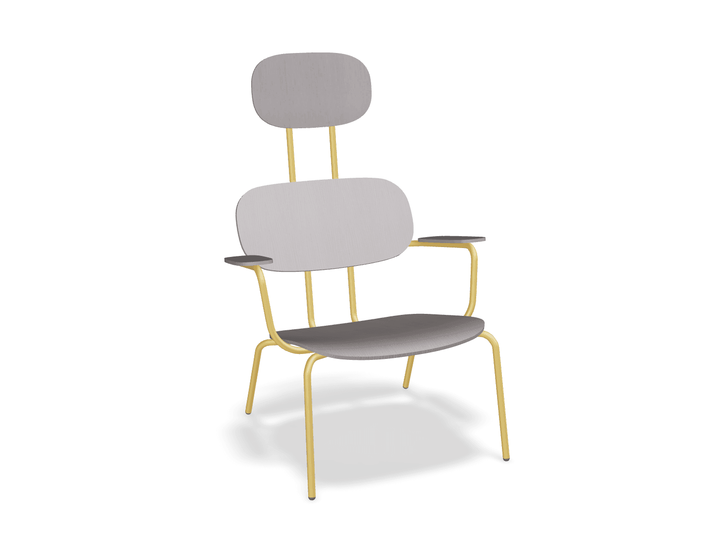 Fotel z zagłówkiem NEW SCHOOL LOUNGE żółty MDD beżowy bez podnóżka Eye on Design