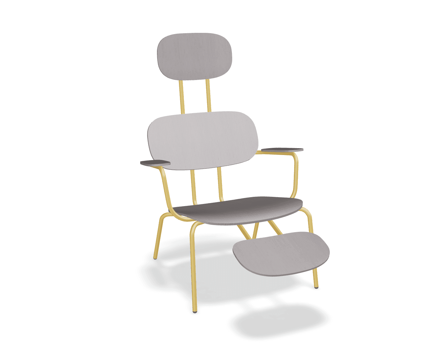 Fotel z zagłówkiem NEW SCHOOL LOUNGE żółty MDD beżowy z podnóżkiem Eye on Design