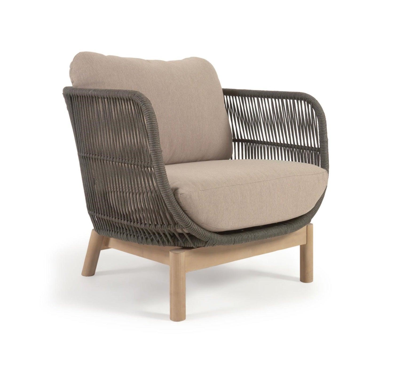 Fotel zewnętrzny CATALINA kolor ziemi z wykończeniem z litego drewna La Forma Eye on Design