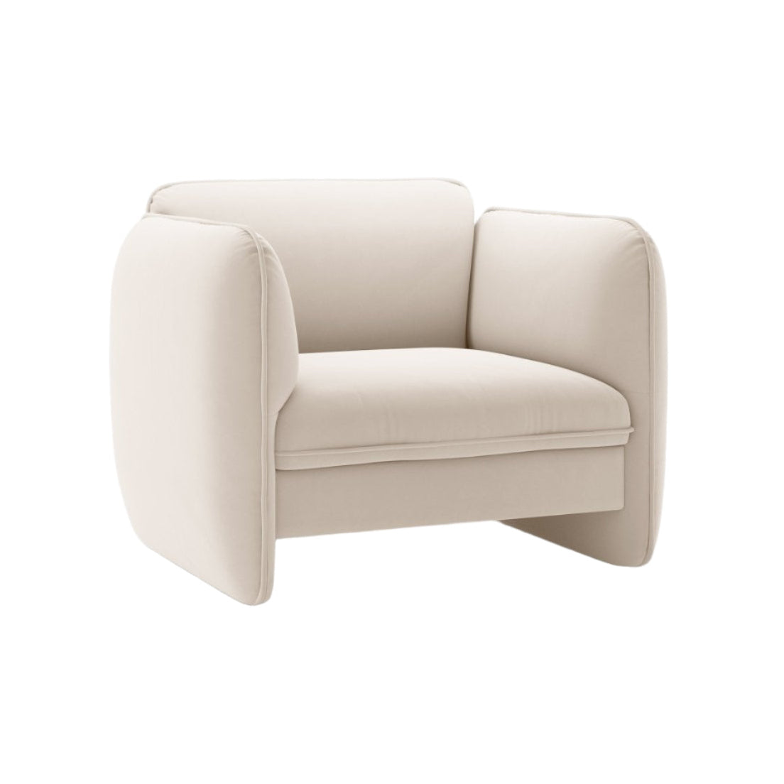 Fotel aksamitny GEORGIA kość słoniowa