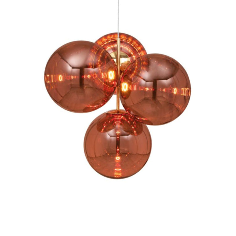 Globe copper chandelier