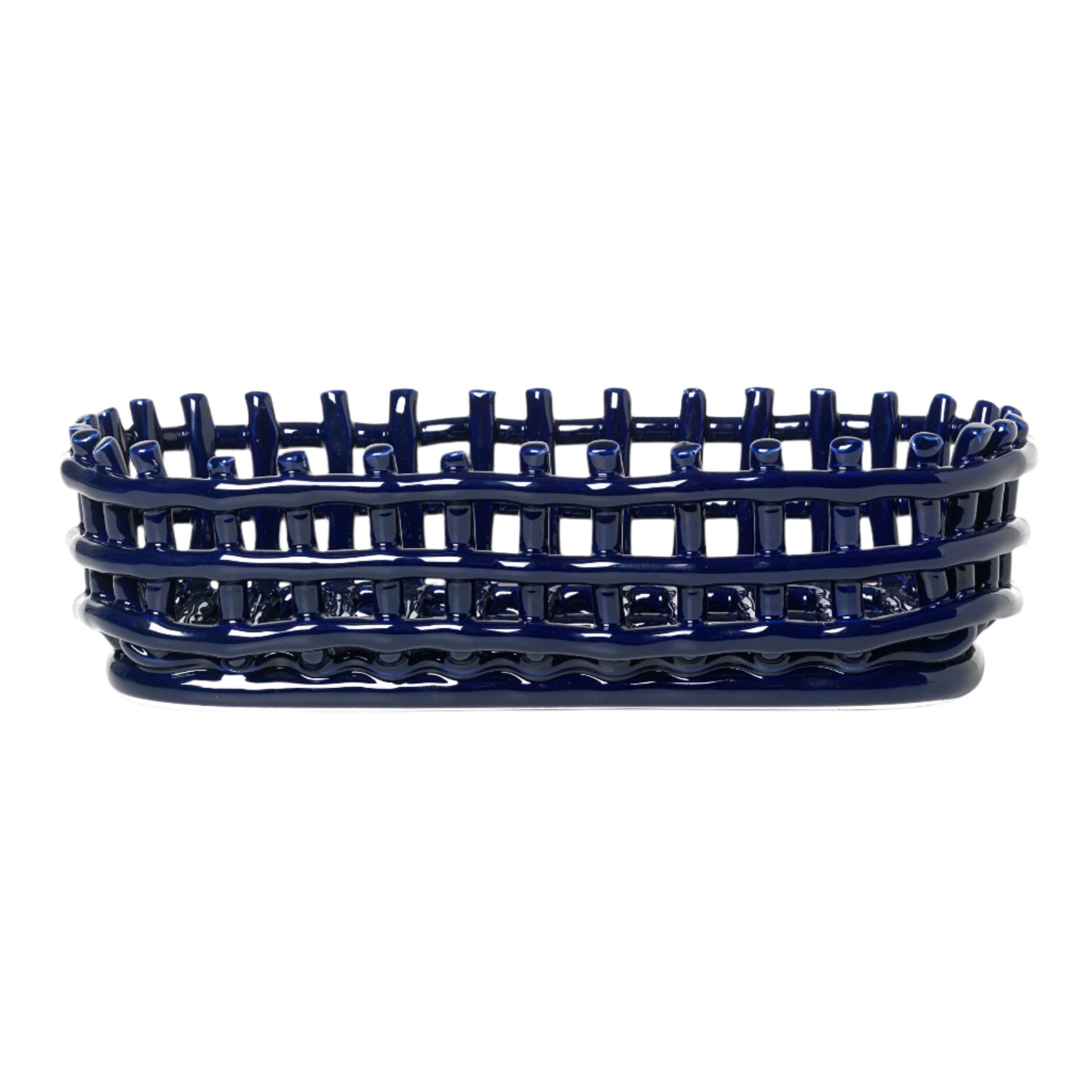 KERAMIKKORB OVAL blauer Korb