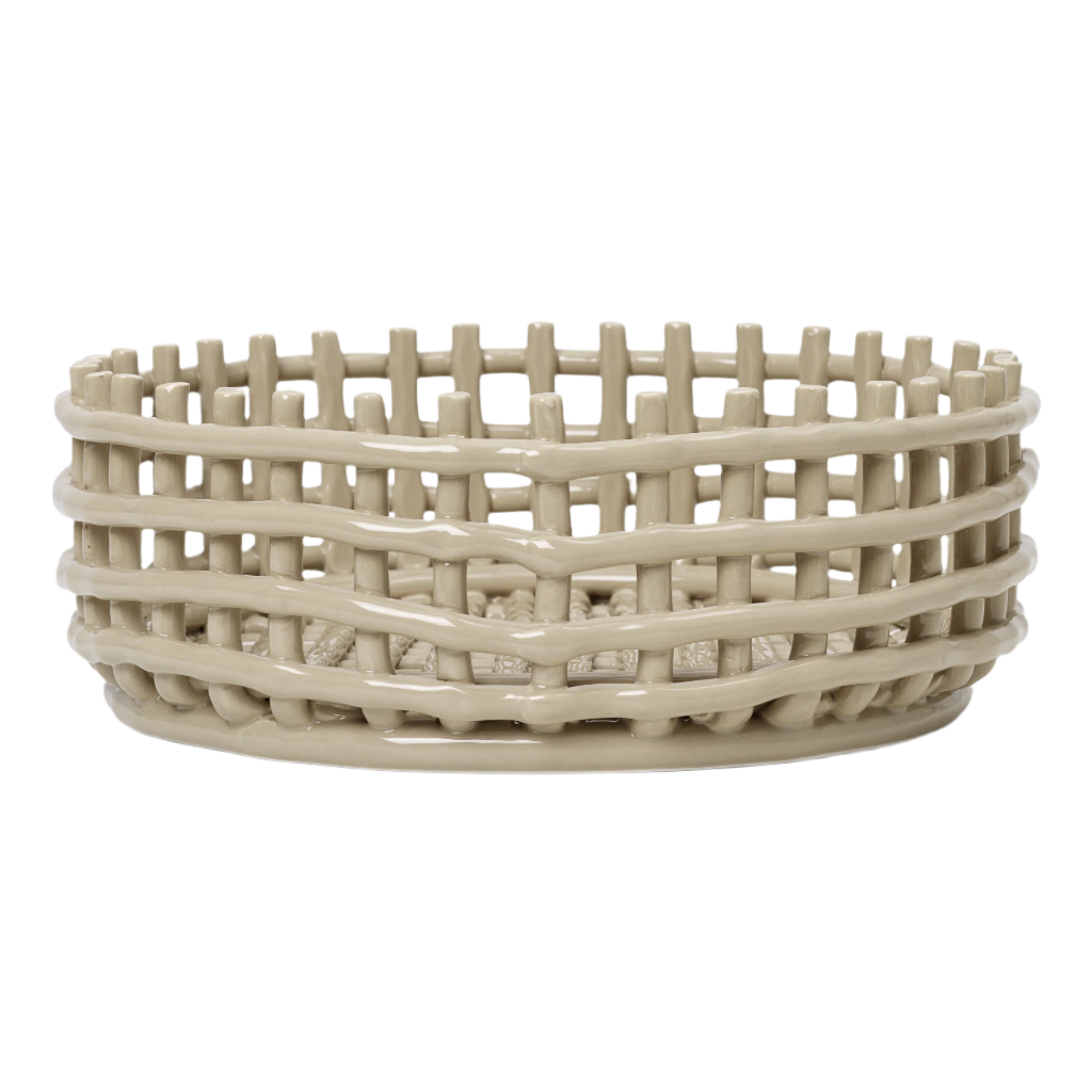KERAMIK-MITTELAUFSATZ Schale beige