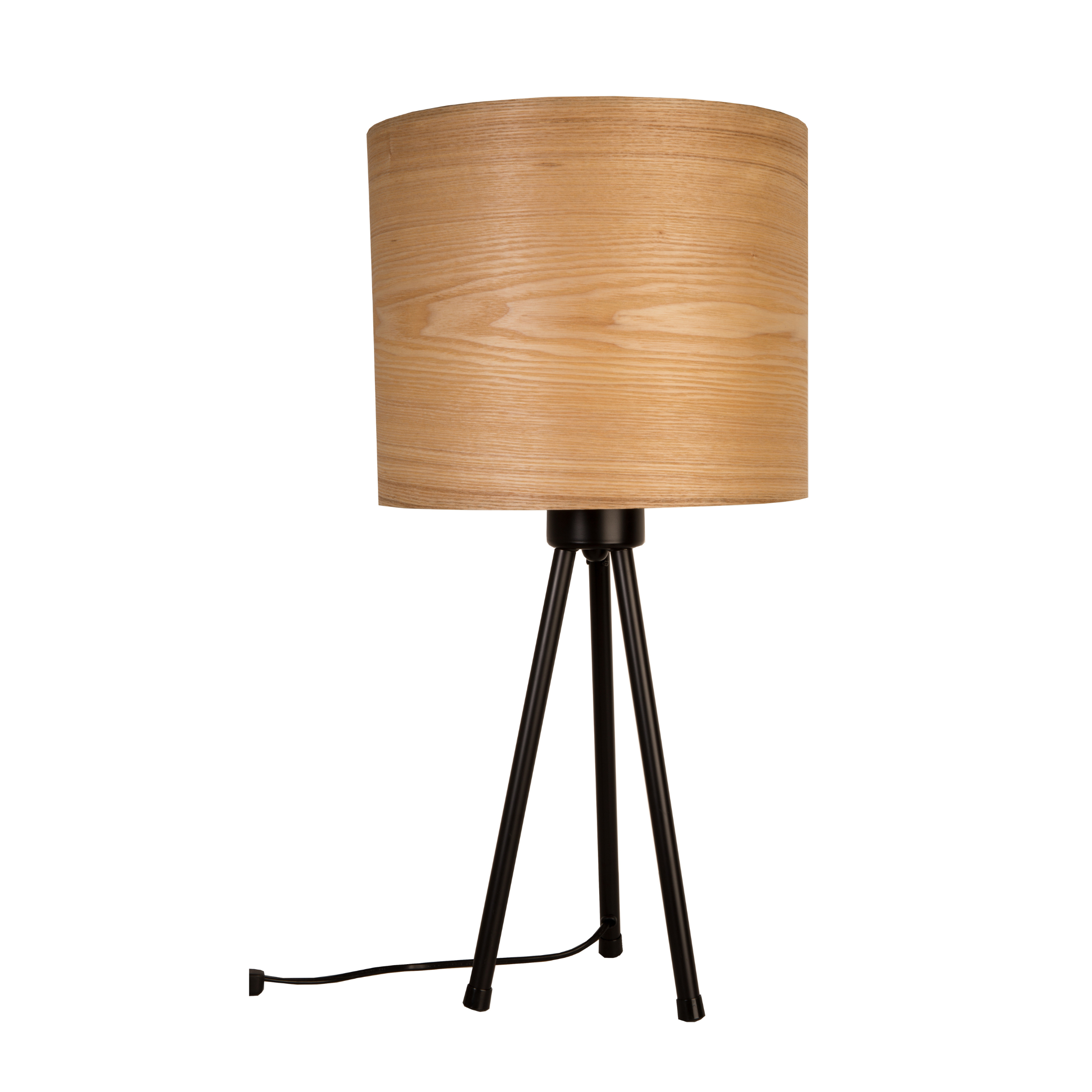 Tischlampe WOODLAND mit Eschenfurnier und schwarzem Sockel