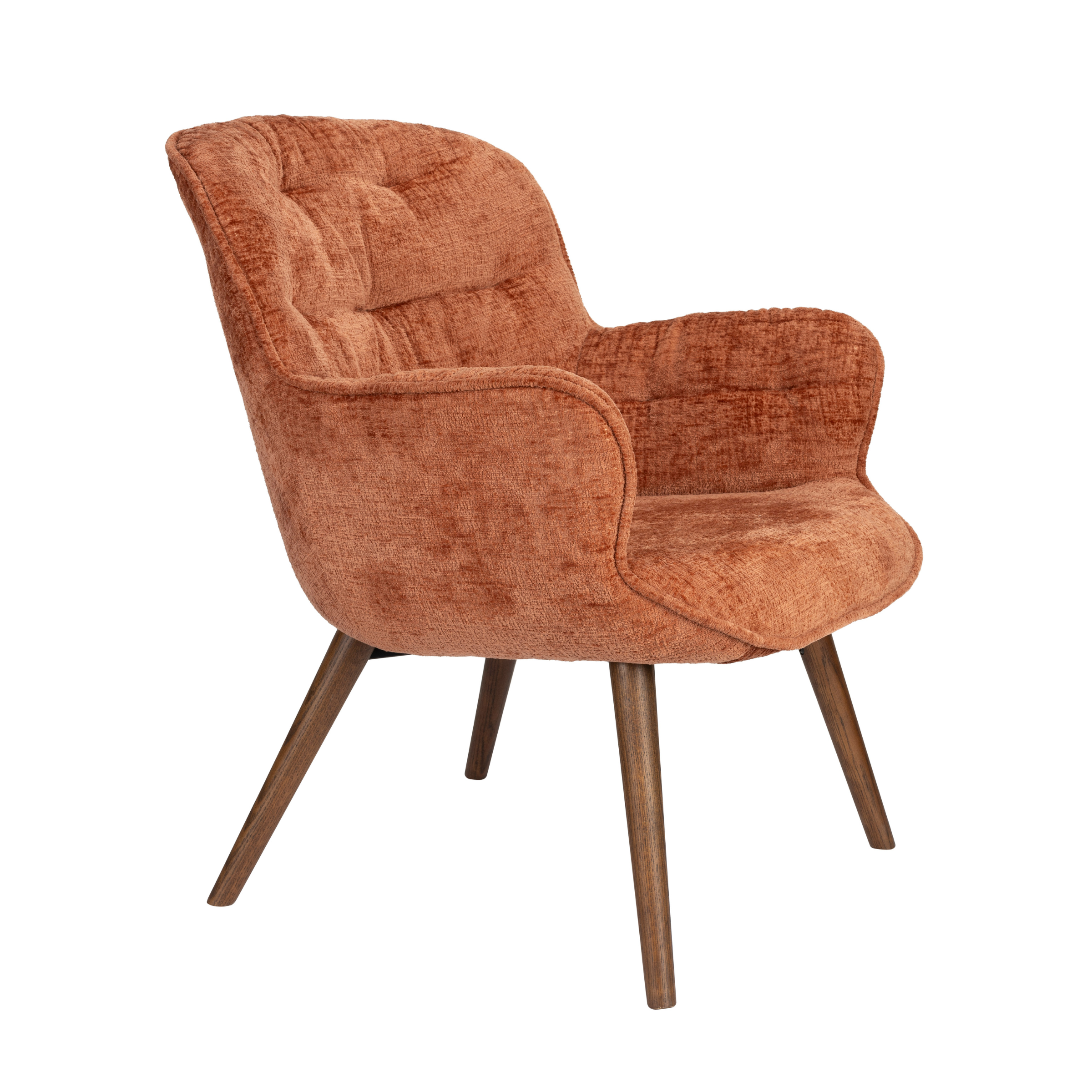 LENN armchair brown velvet with wooden base