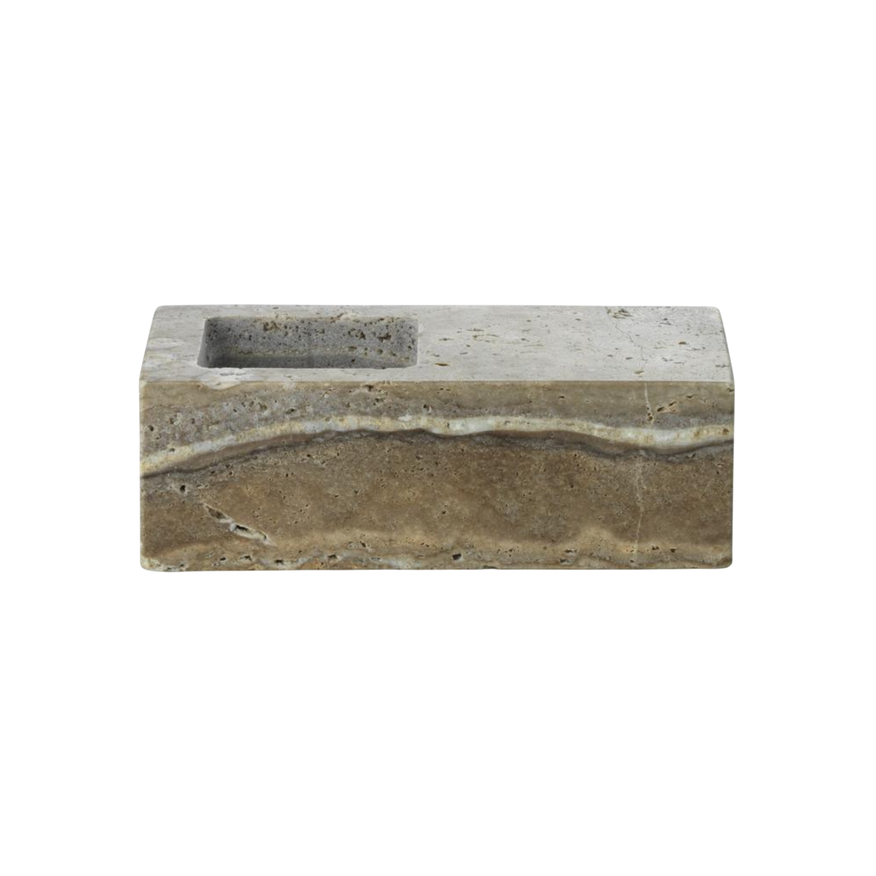 Kerzenhalter EVEN silber-braun Travertin