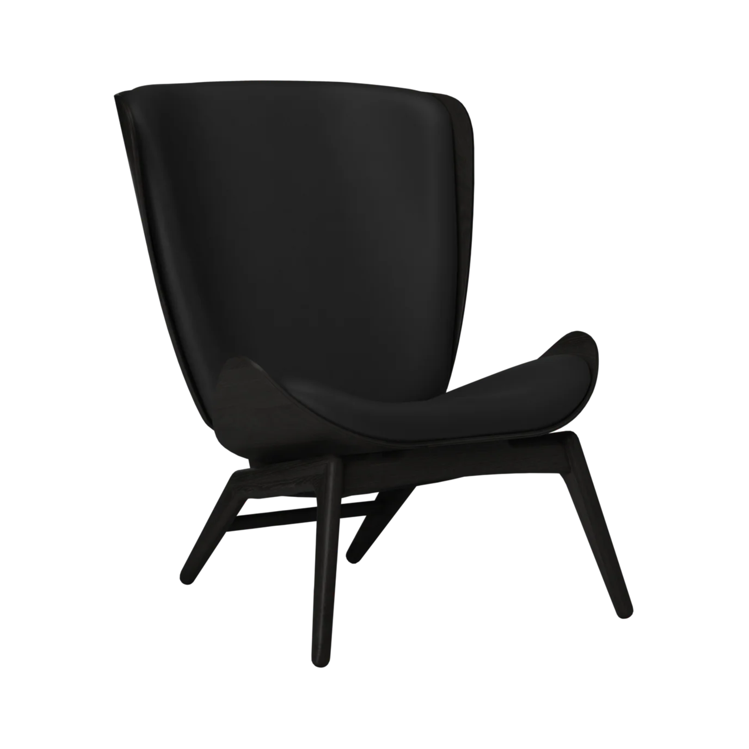READER armchair black leather with black base