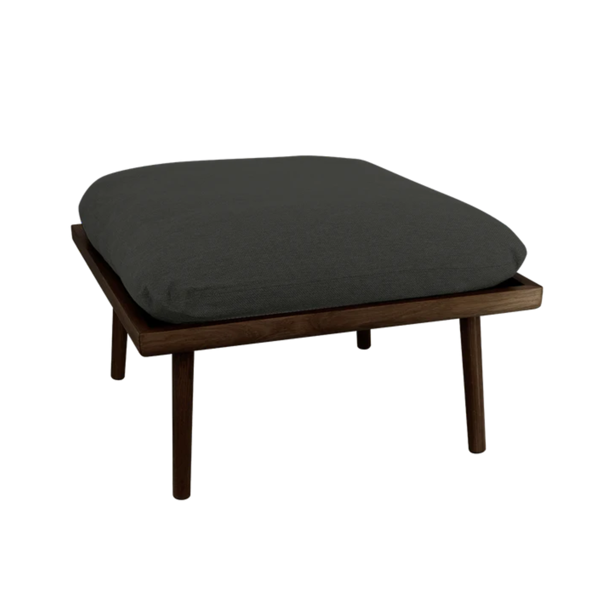Lounge Around Shuffle Puff in anthracite with a dark oak base