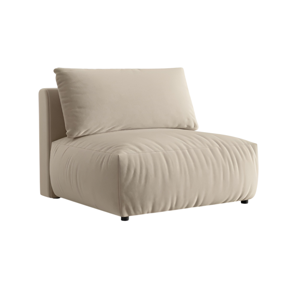 Modulares Samtsofa CHRIS - breites mittleres Element ecru