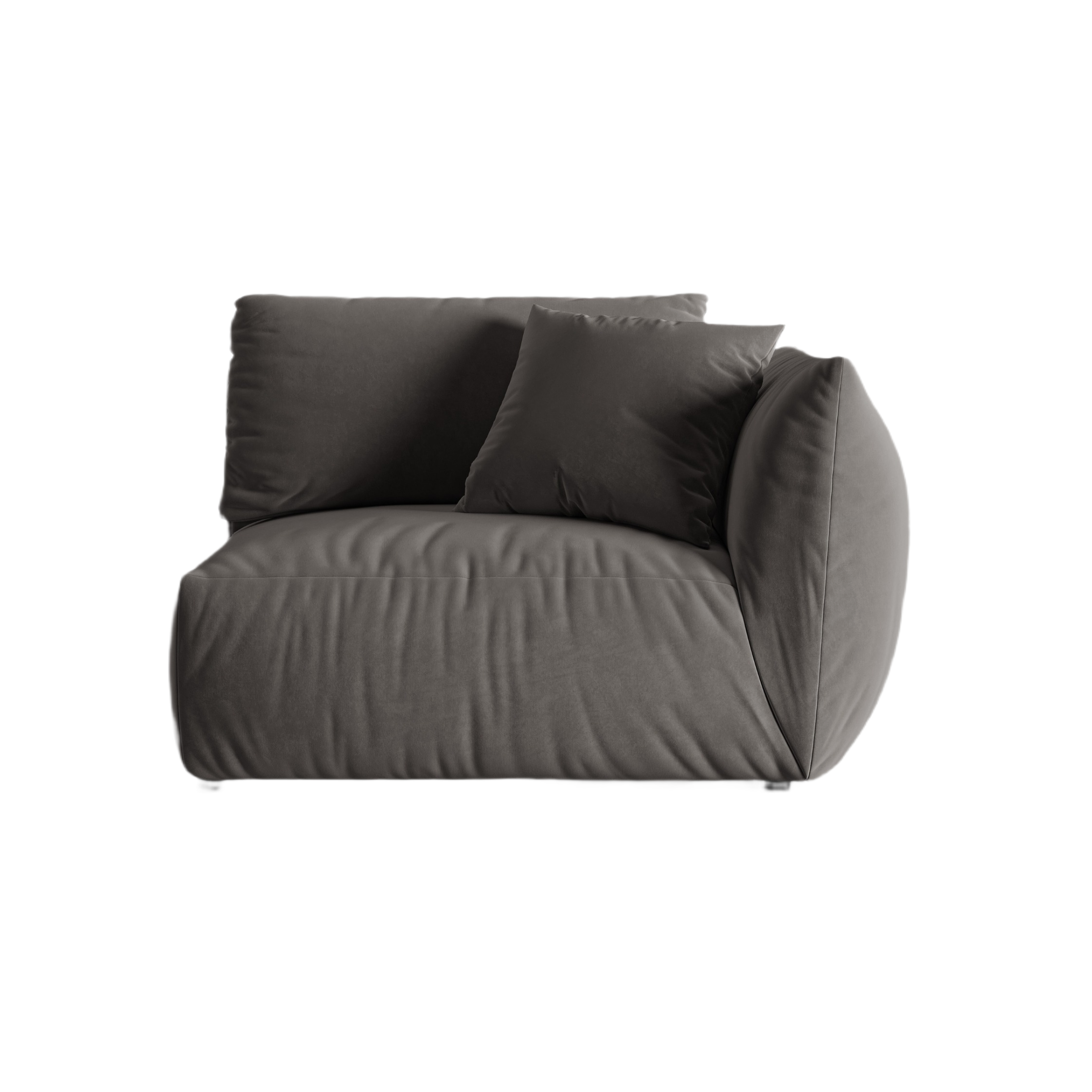 CHRIS Velvet Modular Sofa - Right Element Dark Gray