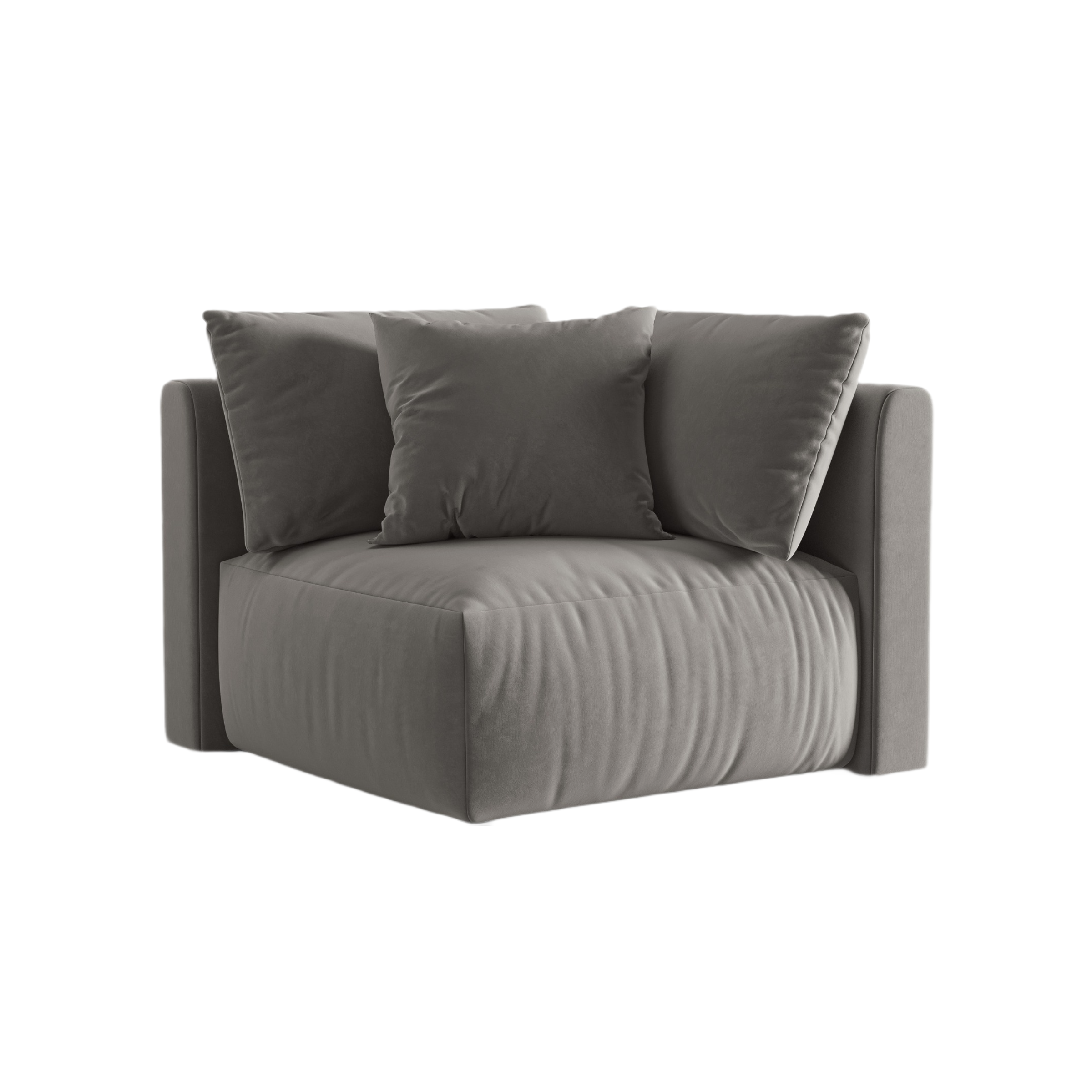Modulares Samtsofa CHRIS - graues Eckelement