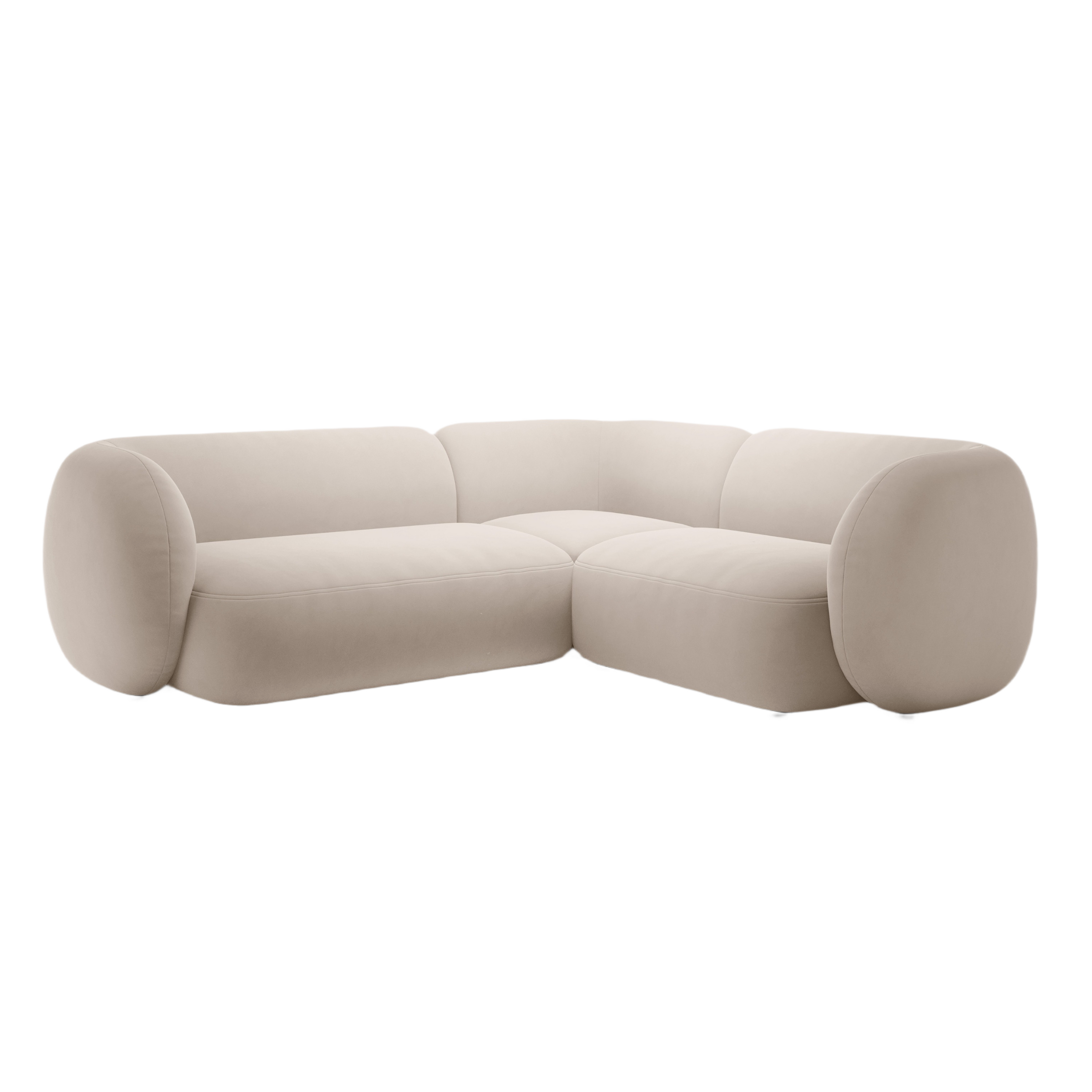 Samt-Ecksofa rechtsseitig für 4 Personen KATE beige
