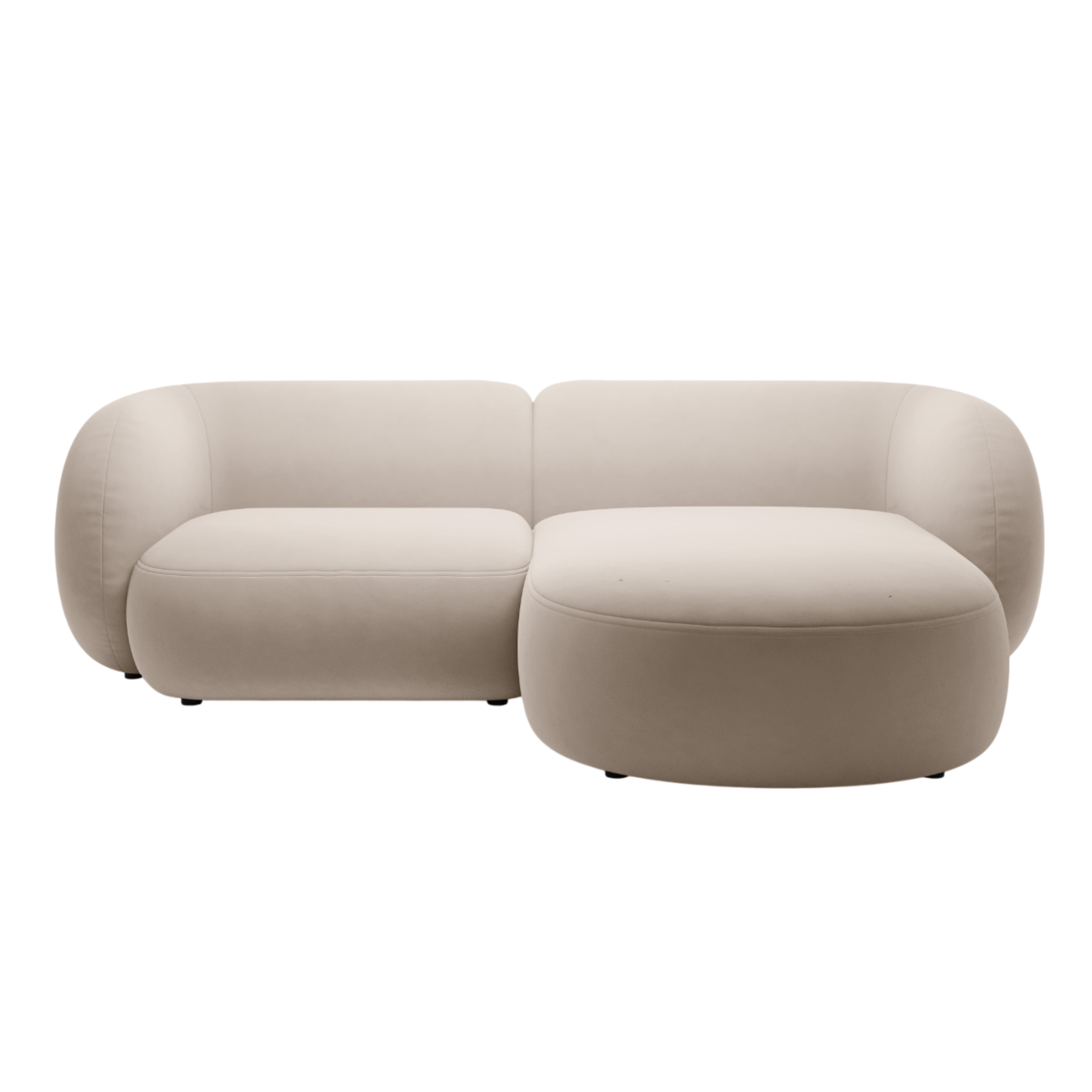 Samt-Ecksofa rechtsseitig 2-sitzig KATE beige