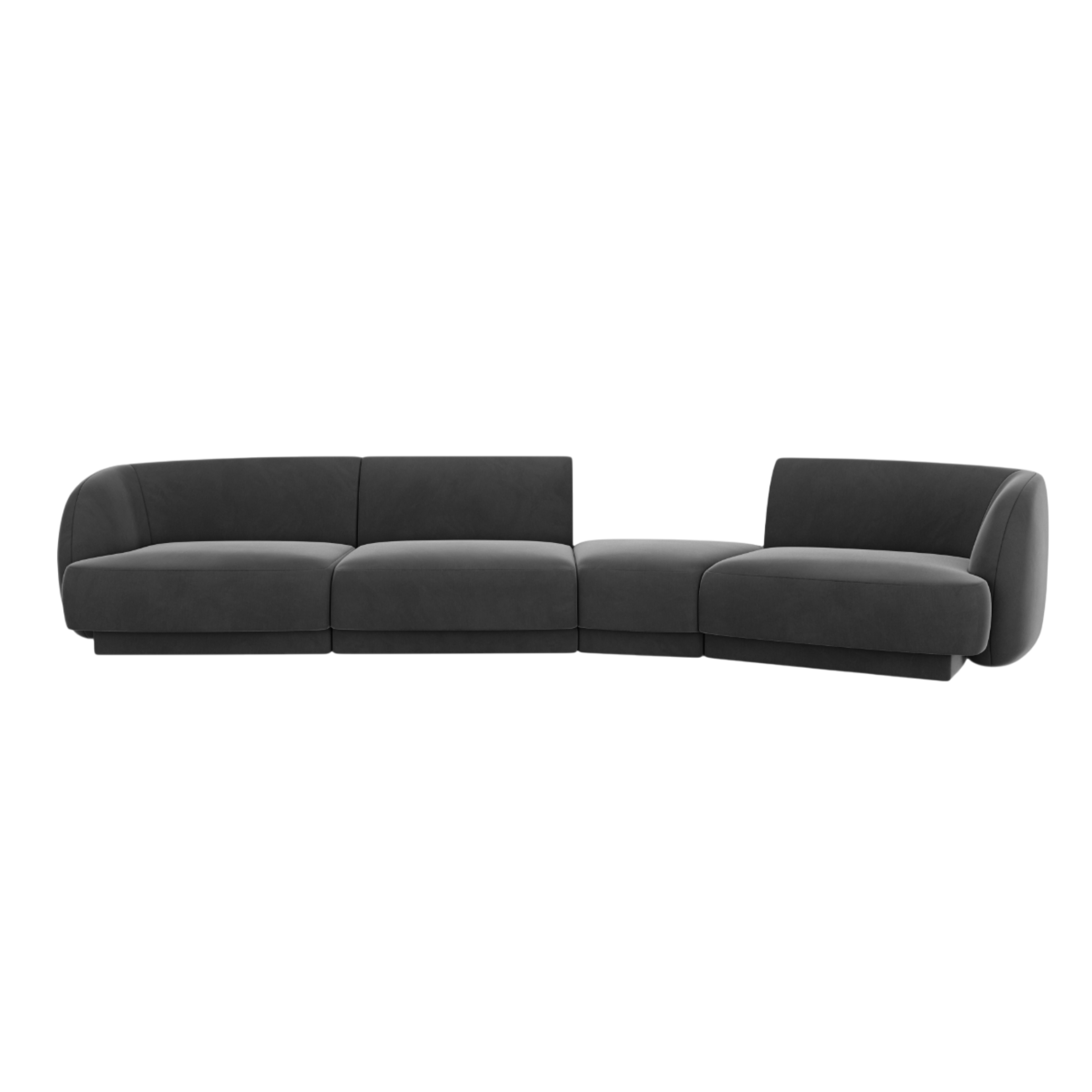 Right-facing modular velvet sofa for 6 people MILEY gray