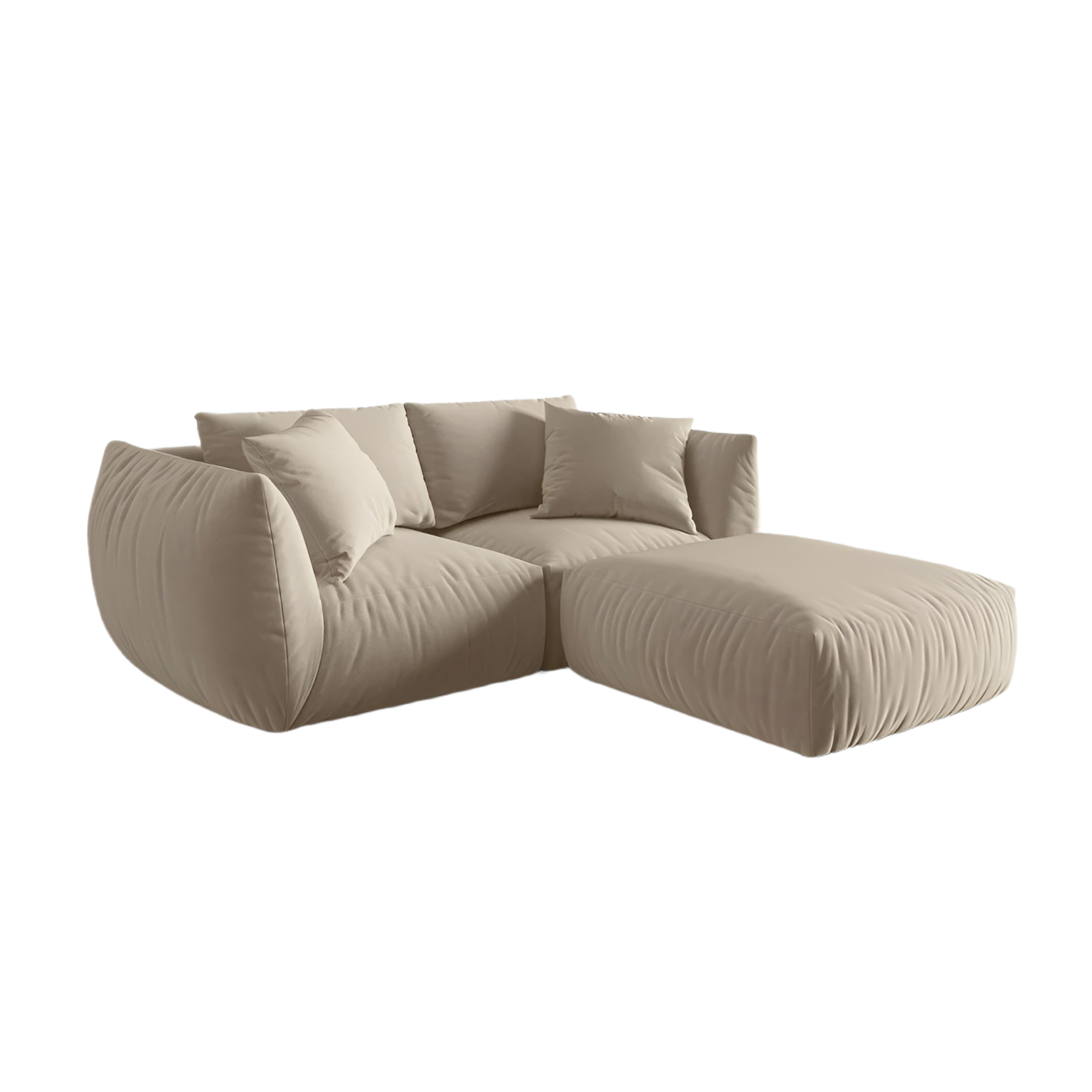 Samt-Ecksofa links CHRIS ecru