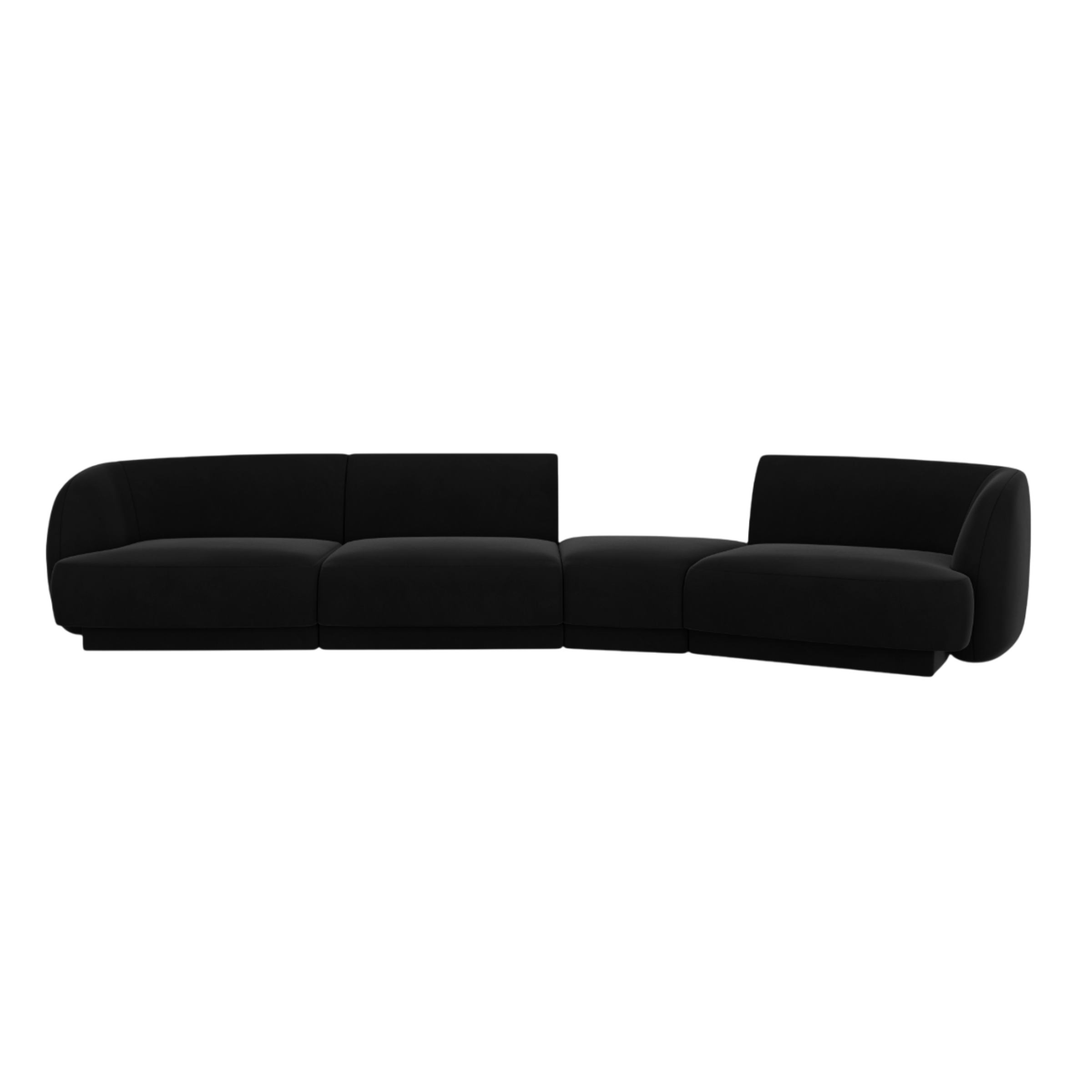Right-facing modular velvet sofa for 6 people MILEY black