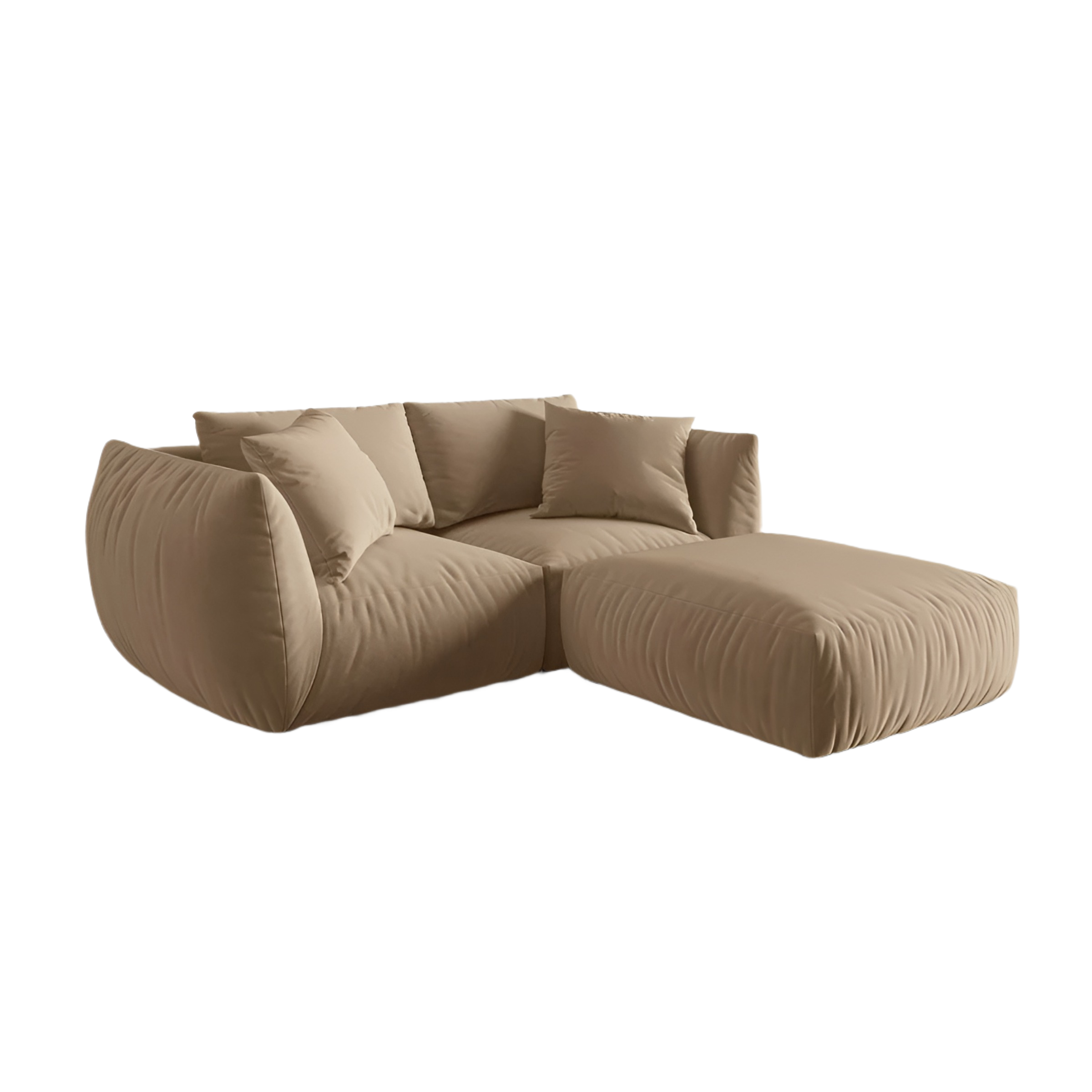 Samt-Ecksofa links CHRIS sandfarben