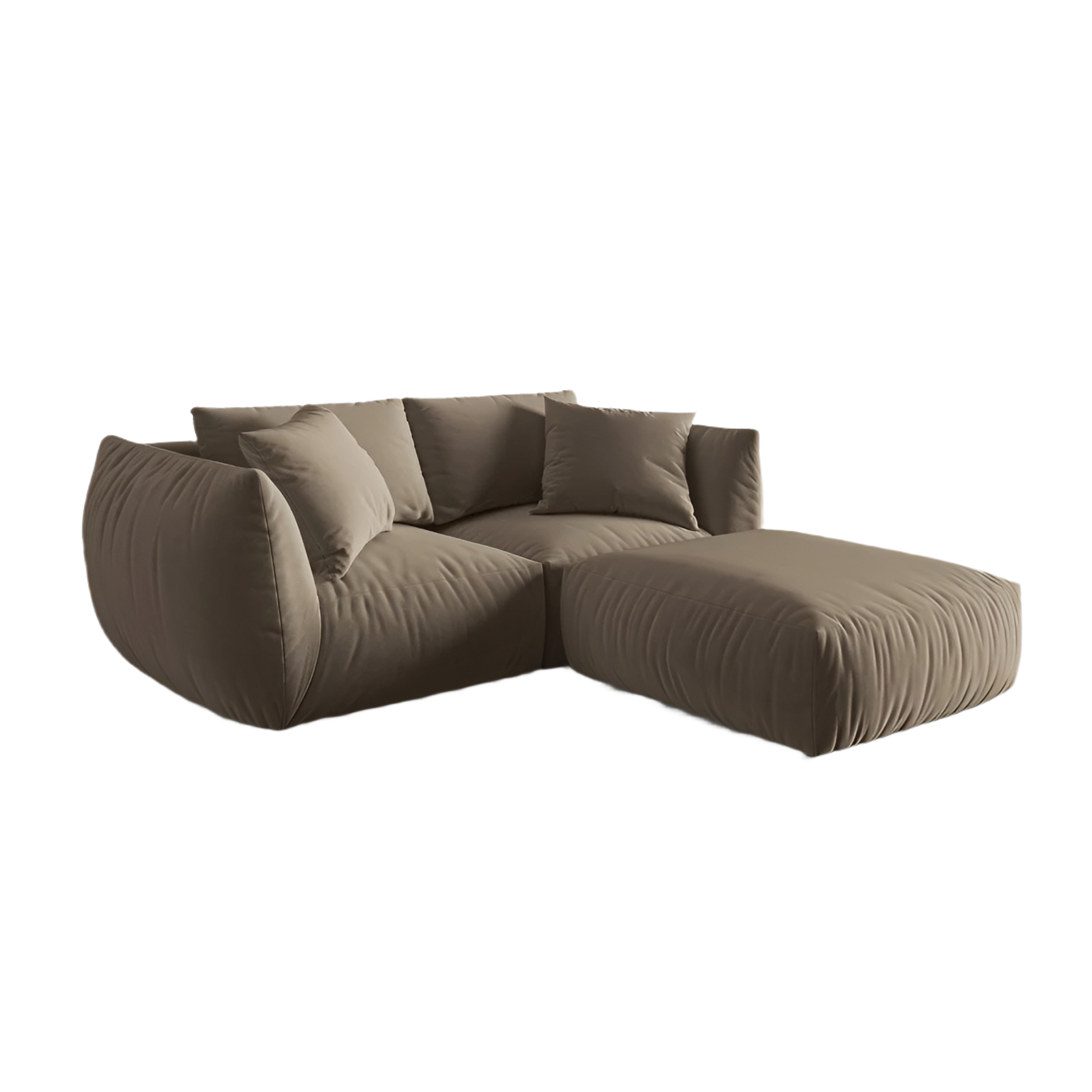 Samt-Ecksofa links CHRIS hellbraun
