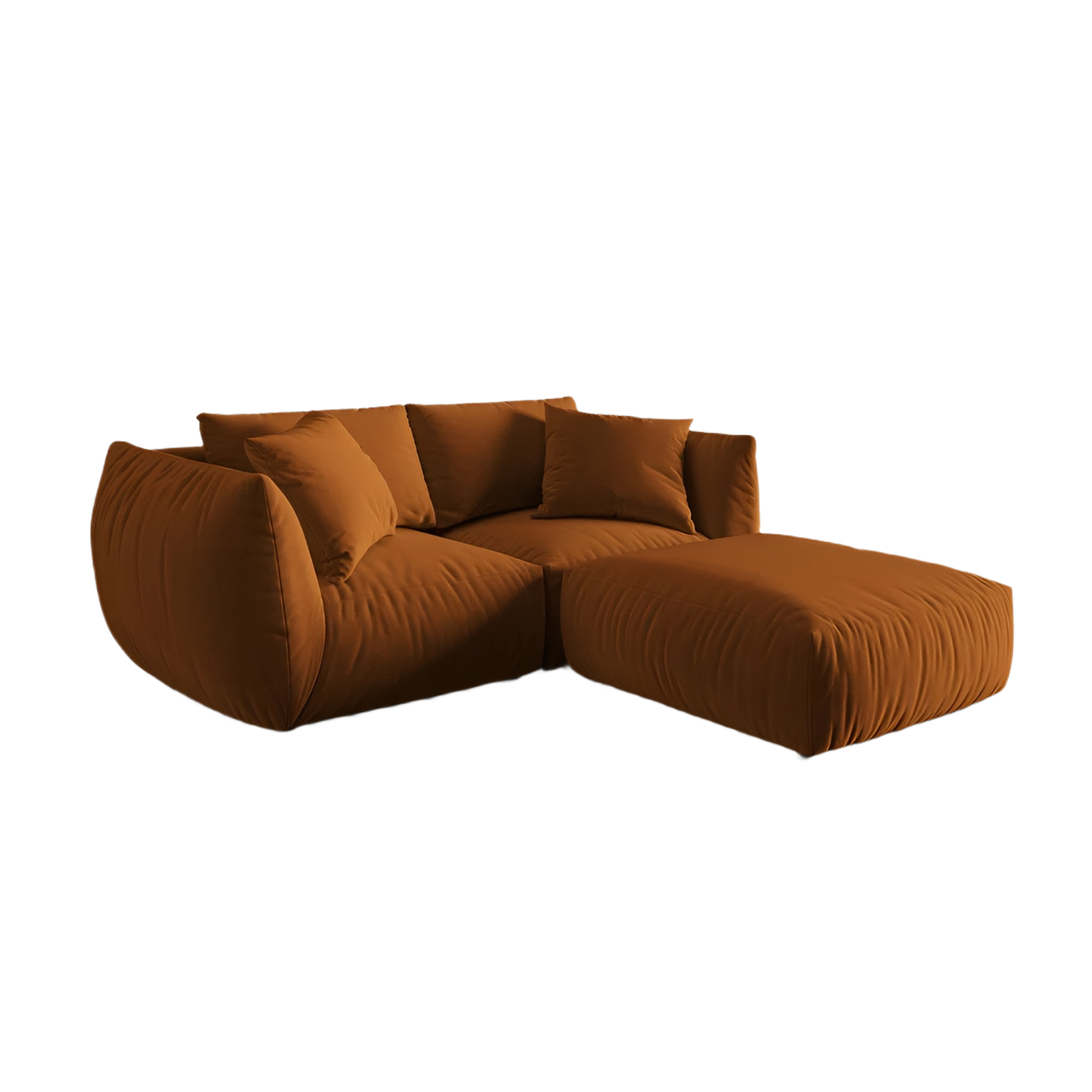 Samt-Ecksofa links CHRIS terrakotta