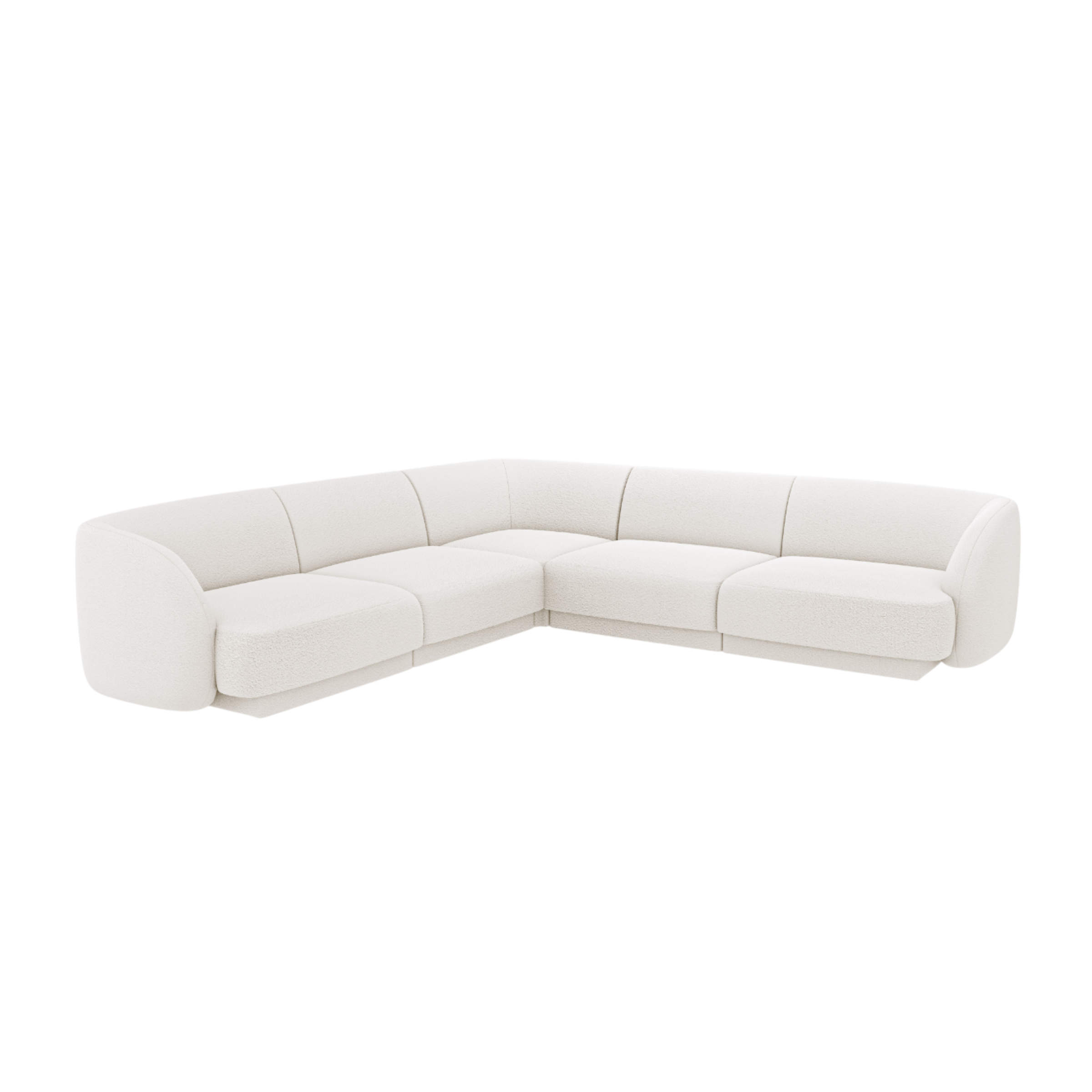 Symmetrical 5-Seater Corner Sofa MILEY White Boucle