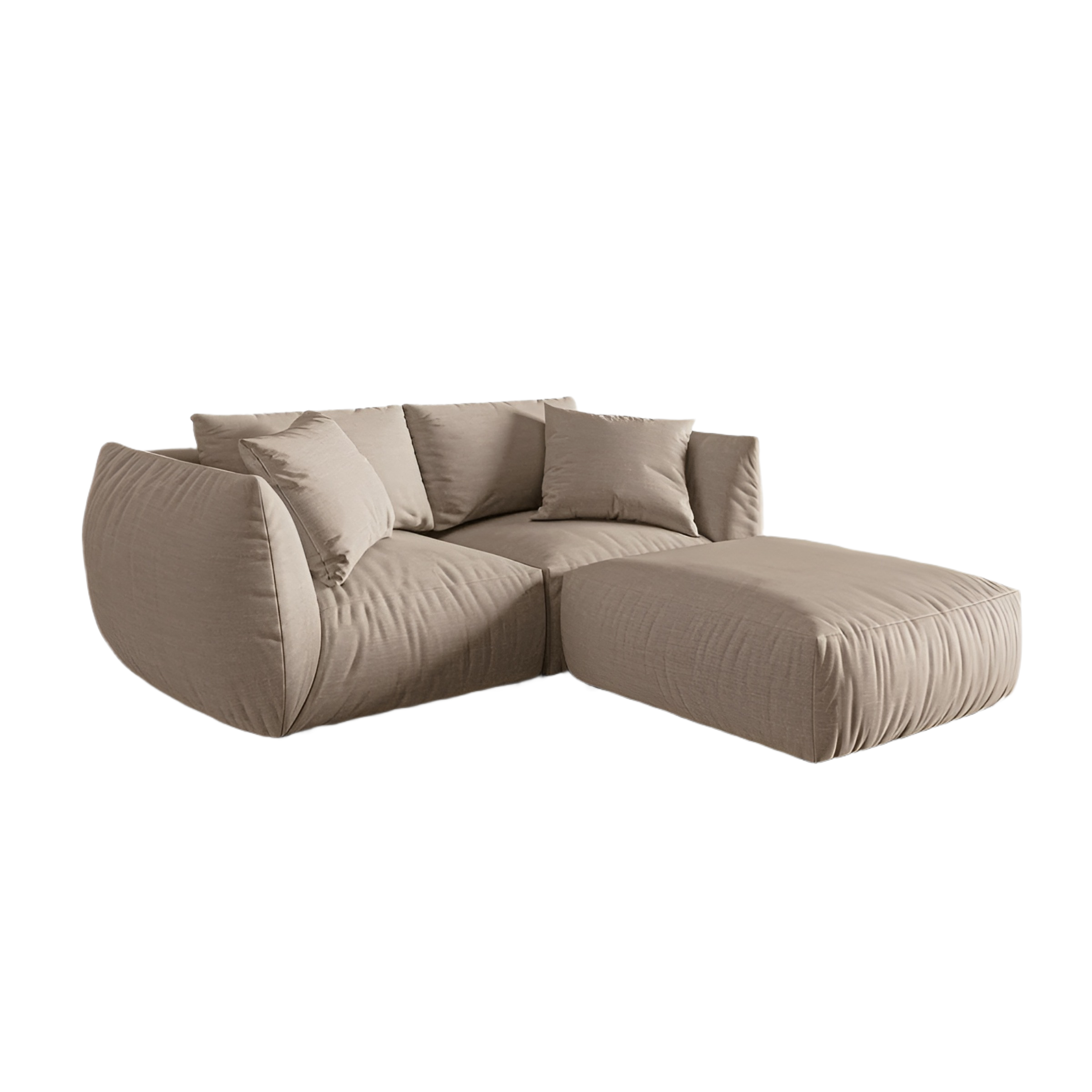 Linksseitige Eckcouch CHRIS sandfarbener Chenille
