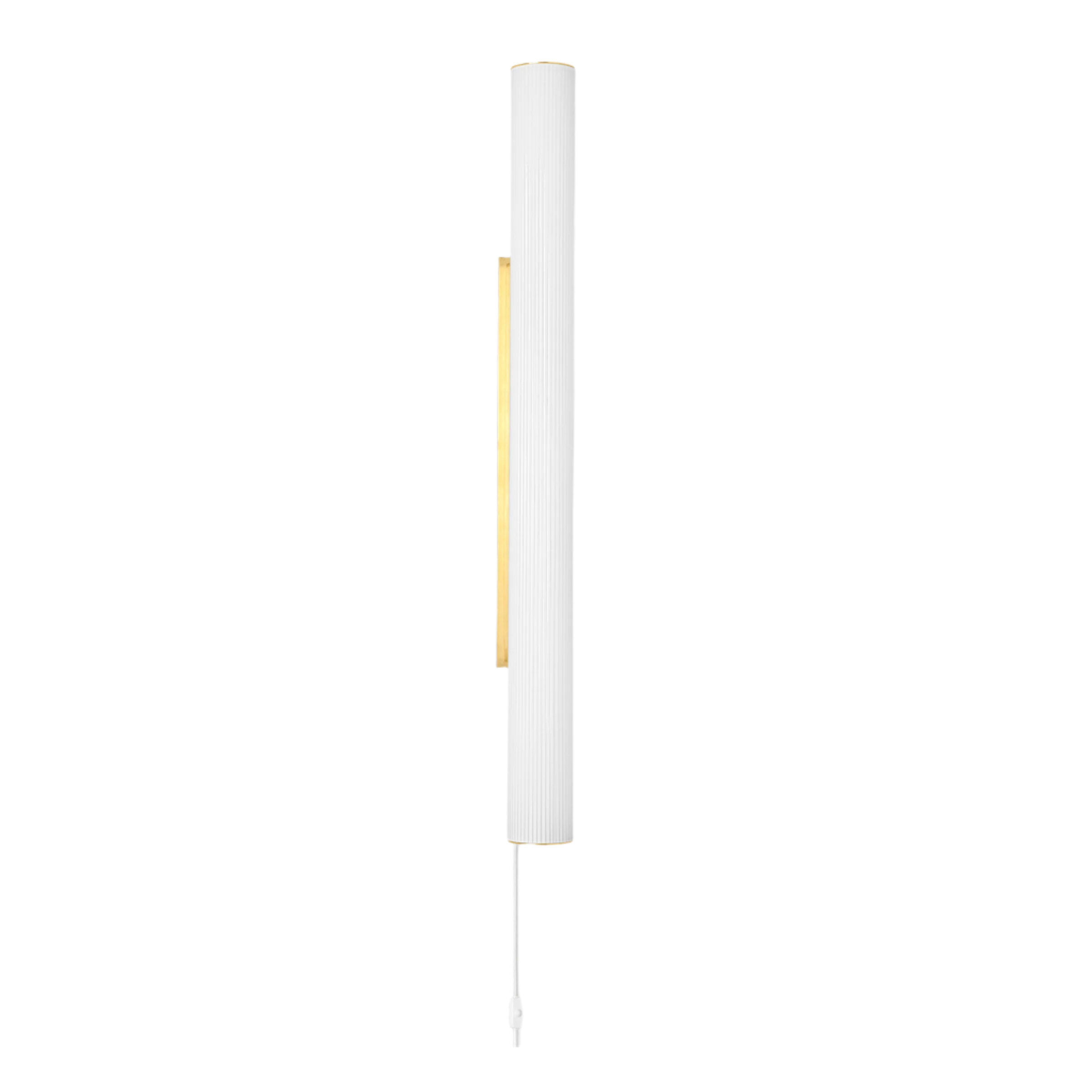 VUELTA LONG wall lamp in white with a brass finish