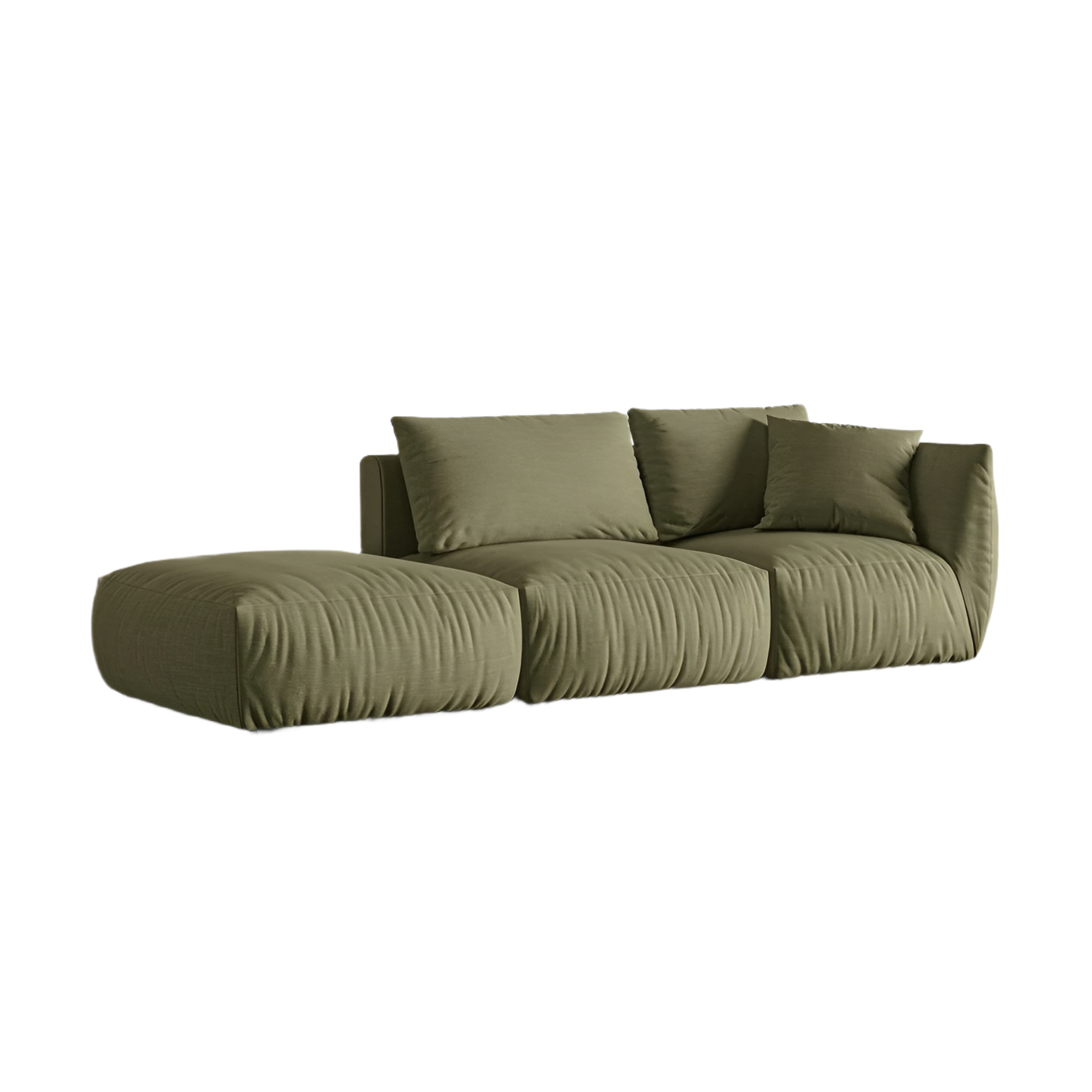 Left-facing 3-seater modular sofa CHRIS light green chenille