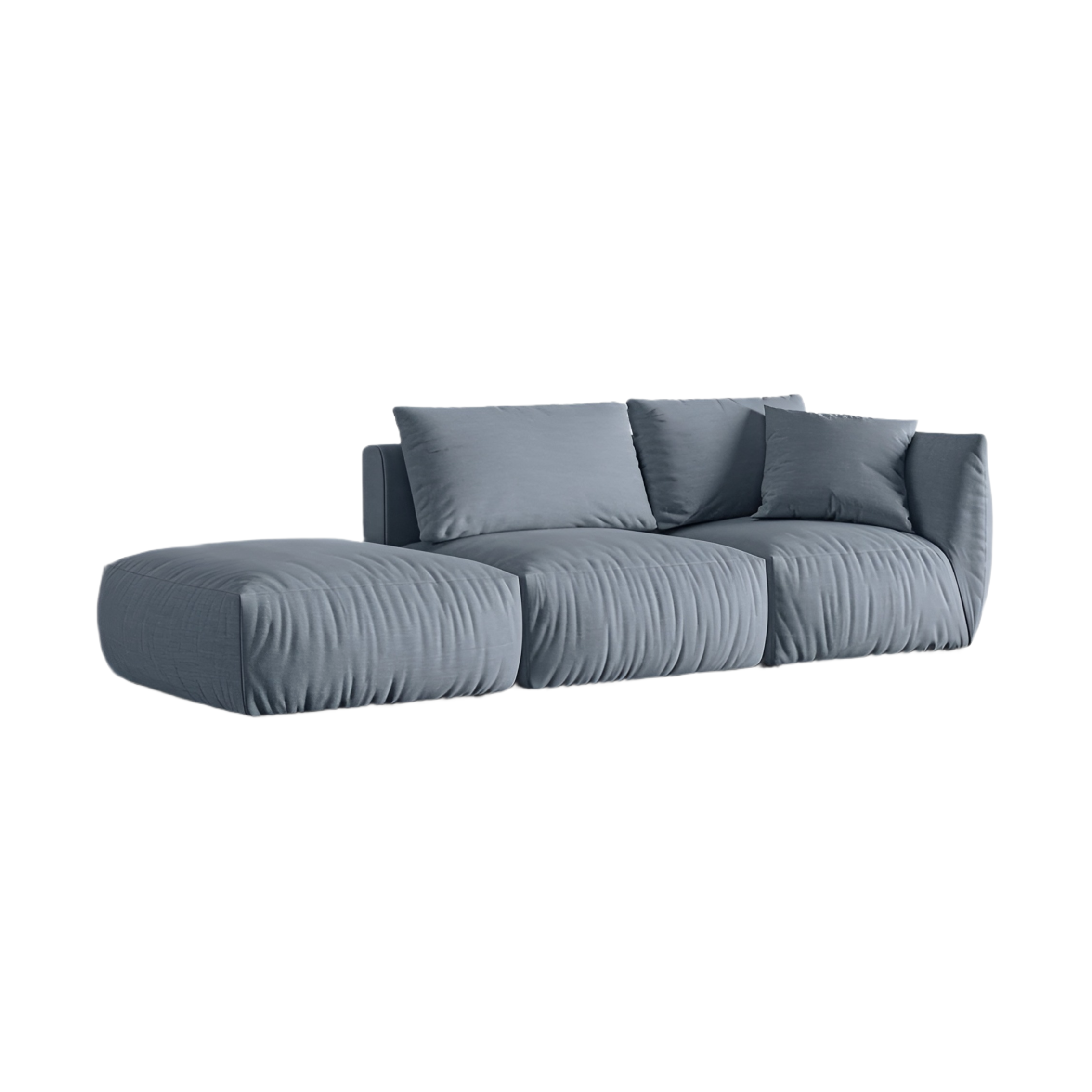 Modulares 3-Sitzer Sofa links CHRIS hellblau Chenille