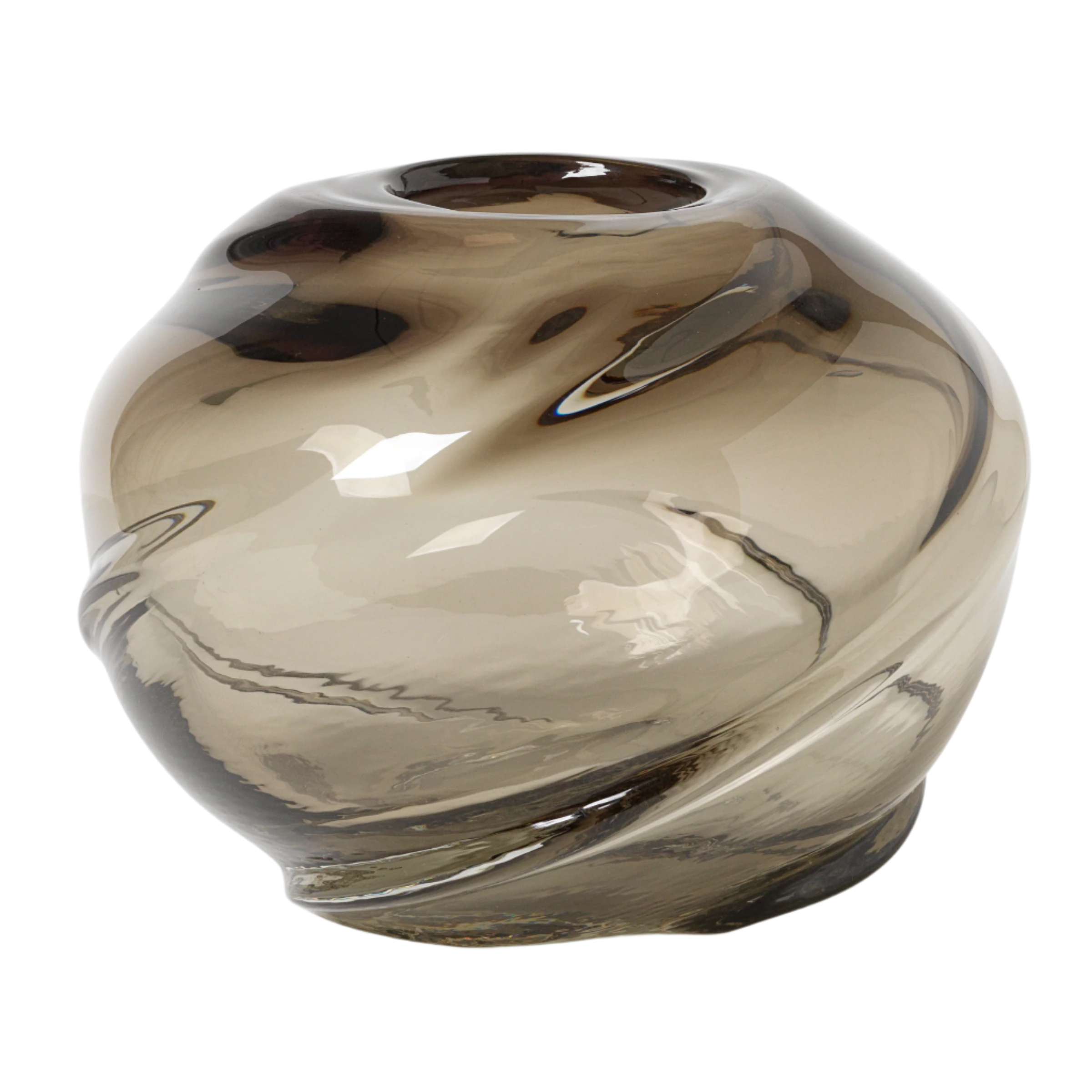 WATER ROUND SWIRL Vase dunkelgrau