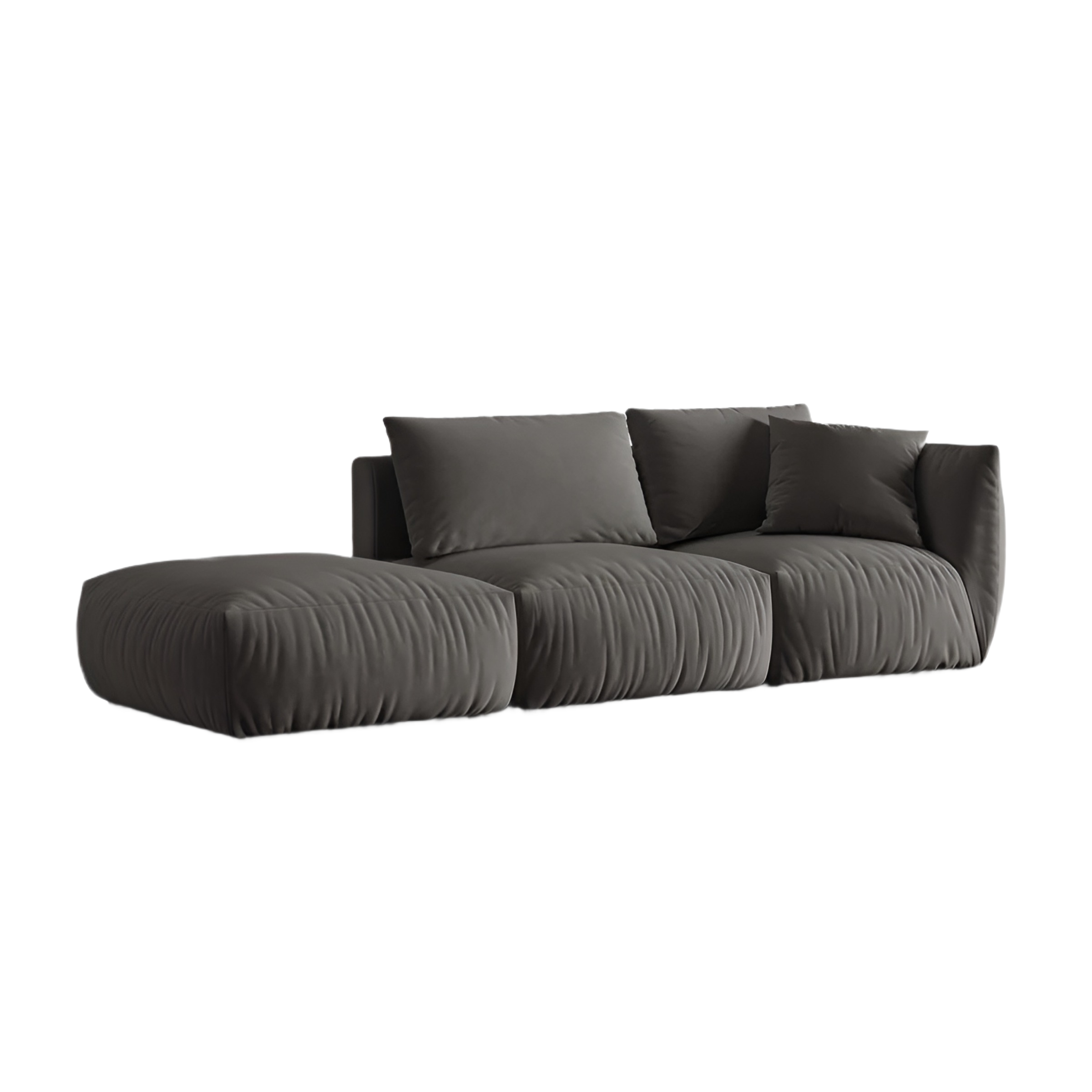 Modulares Samtsofa 3-sitzig links CHRIS dunkelgrau