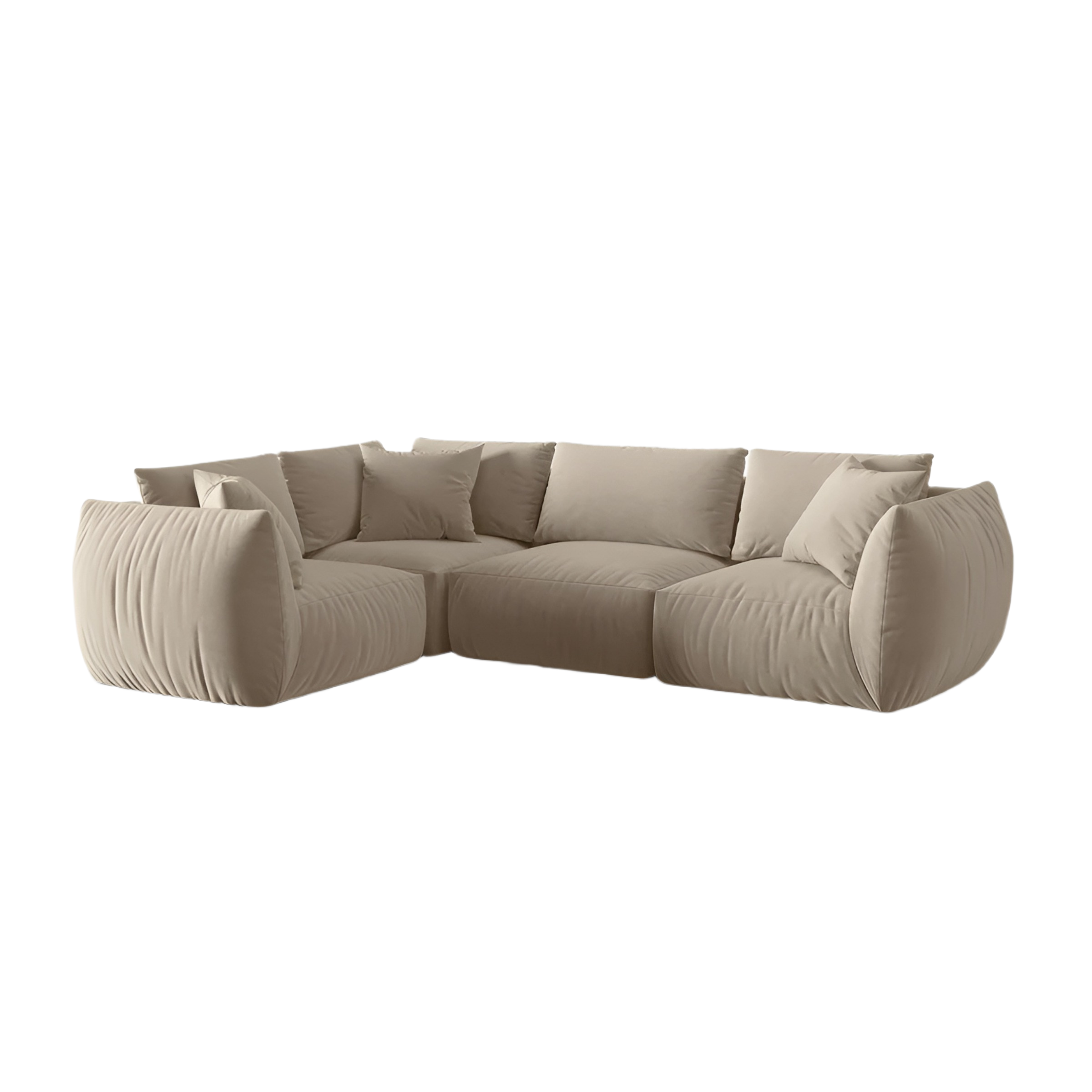 Samt-Ecksofa für 4 Personen links CHRIS ecru
