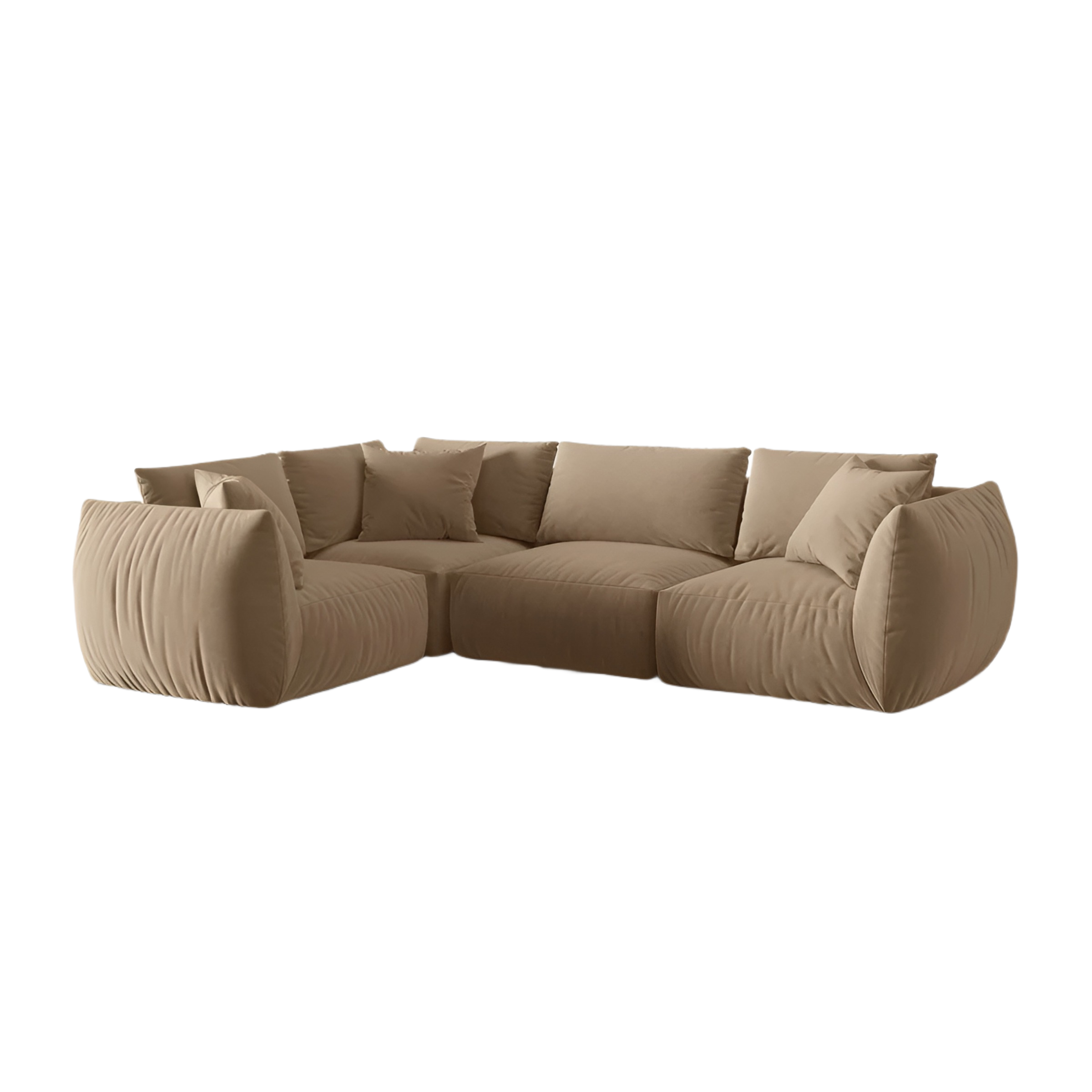 Samt-Ecksofa für 4 Personen links CHRIS sandfarben