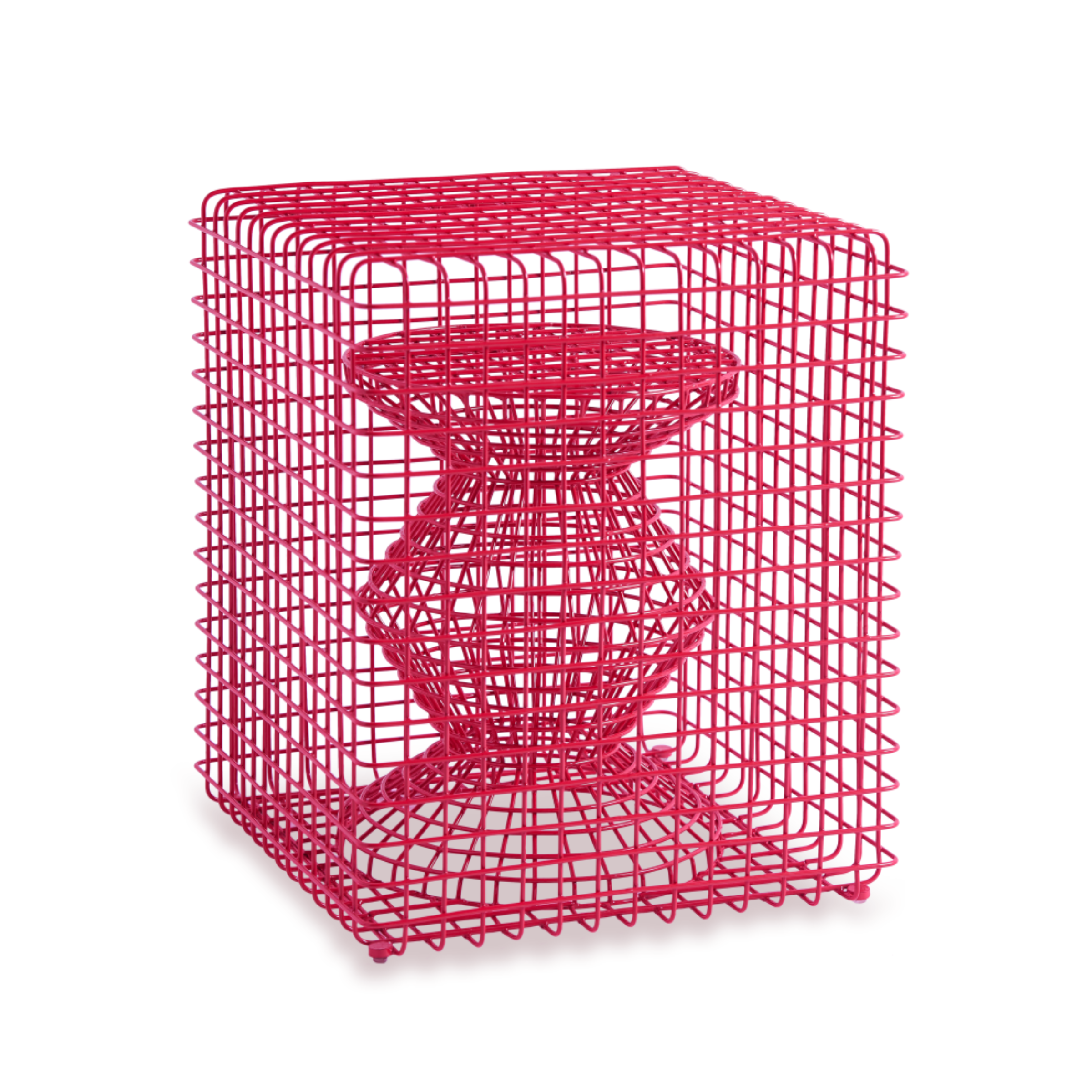 ZIG ZAG WIRE decorative stool pink