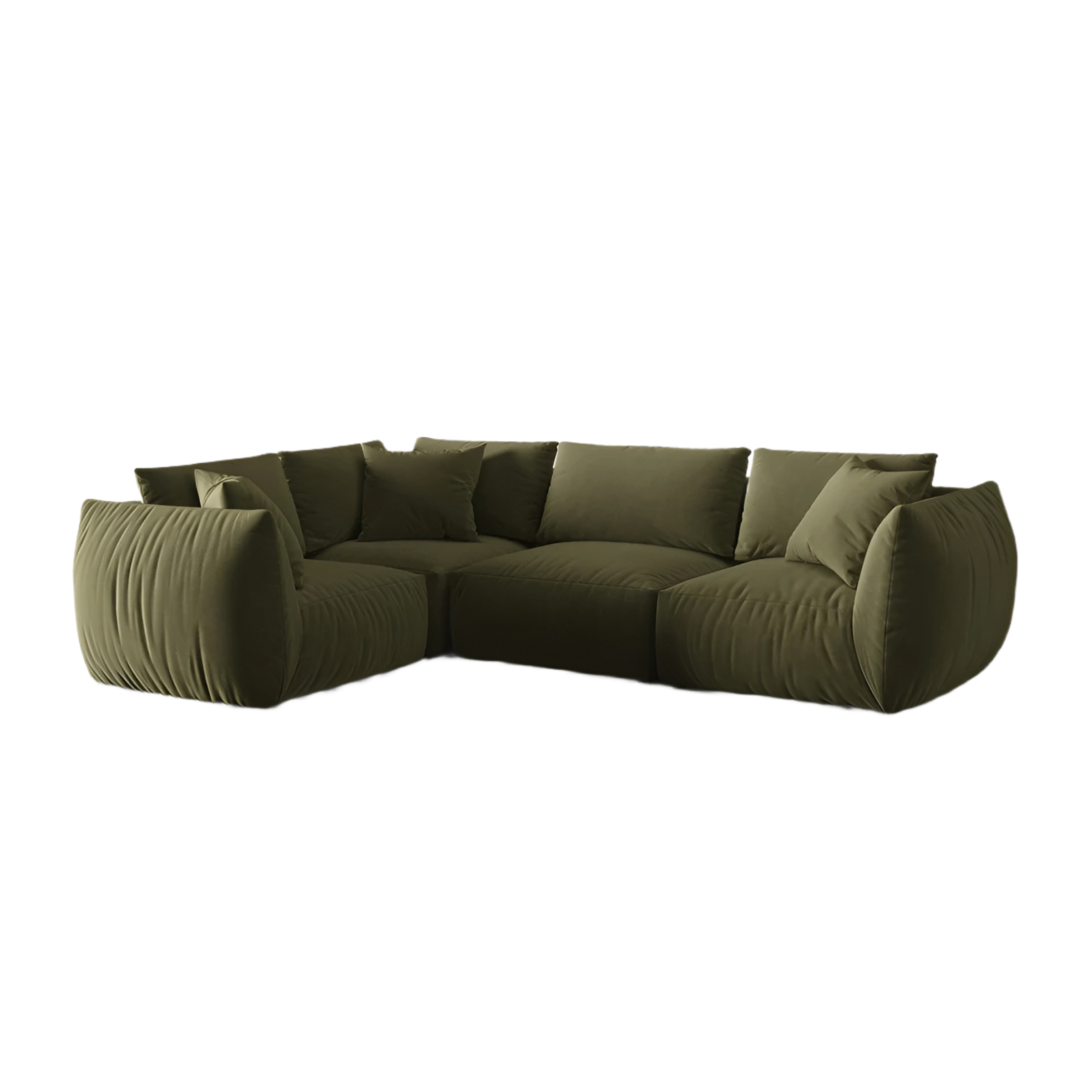 Samt-Ecksofa für 4 Personen links CHRIS hellgrün