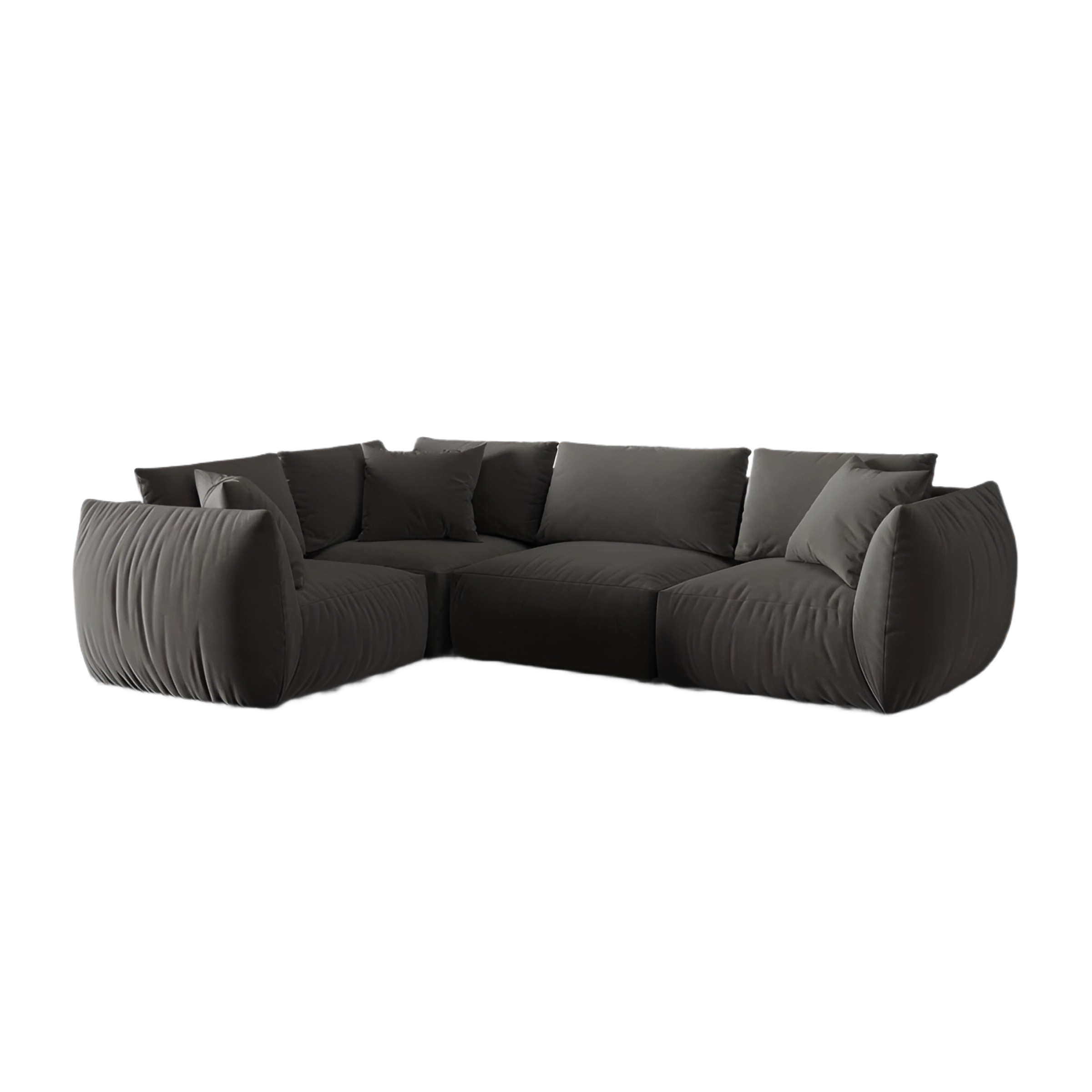 Samt-Ecksofa für 4 Personen links CHRIS dunkelgrau