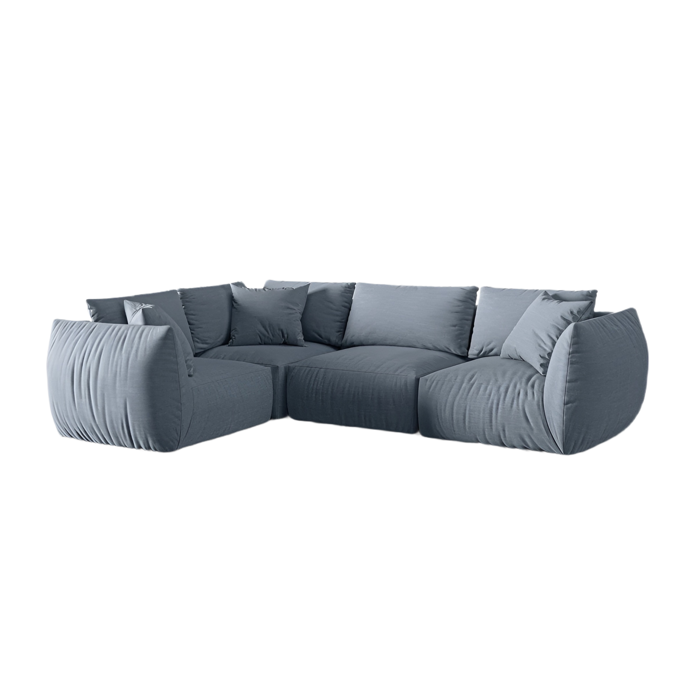 4-sitziges linksseitiges Ecksofa CHRIS in hellblauem Chenille