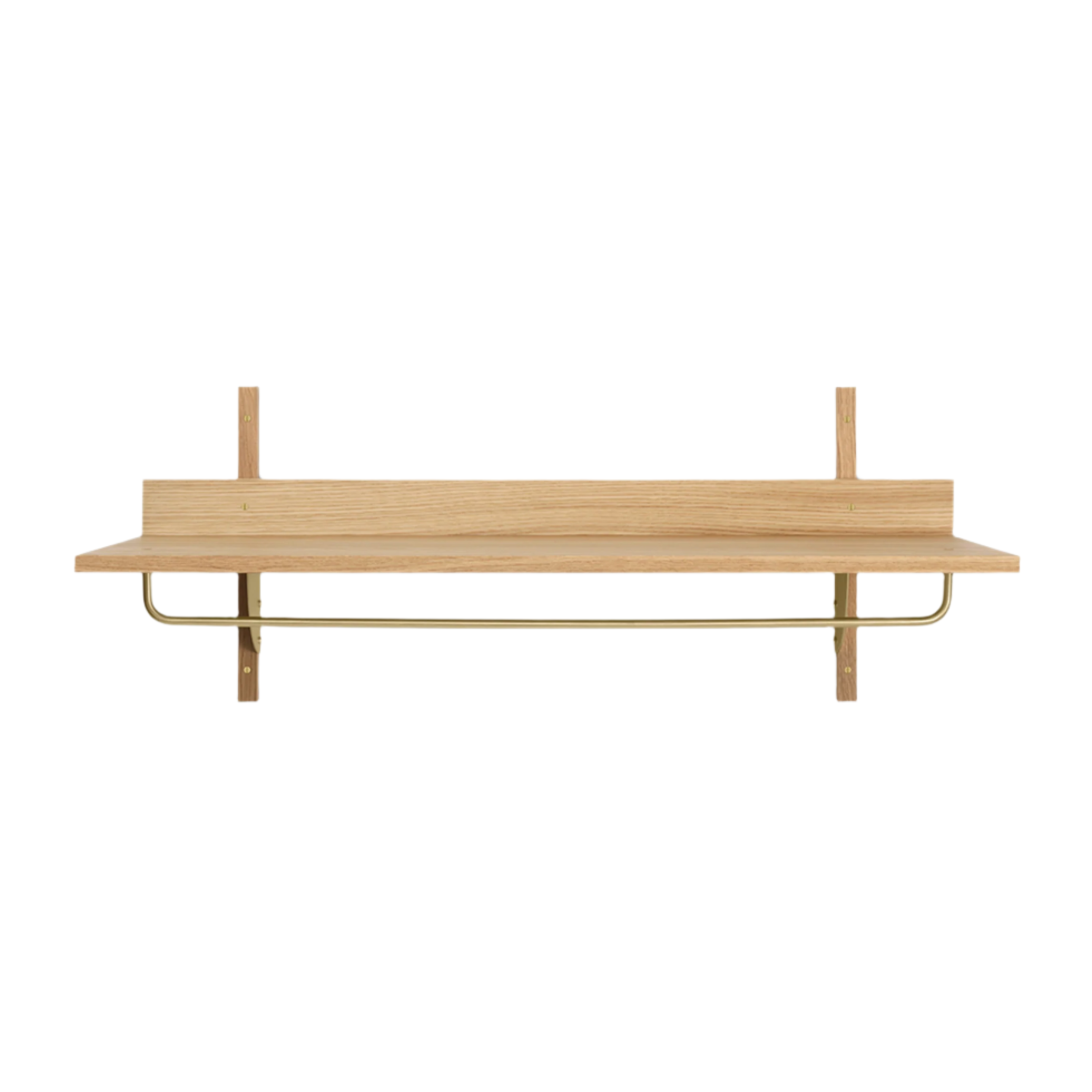 SECTOR RACK SHELF Regal mit Reling, Eichenfurnier mit Messing-Finish