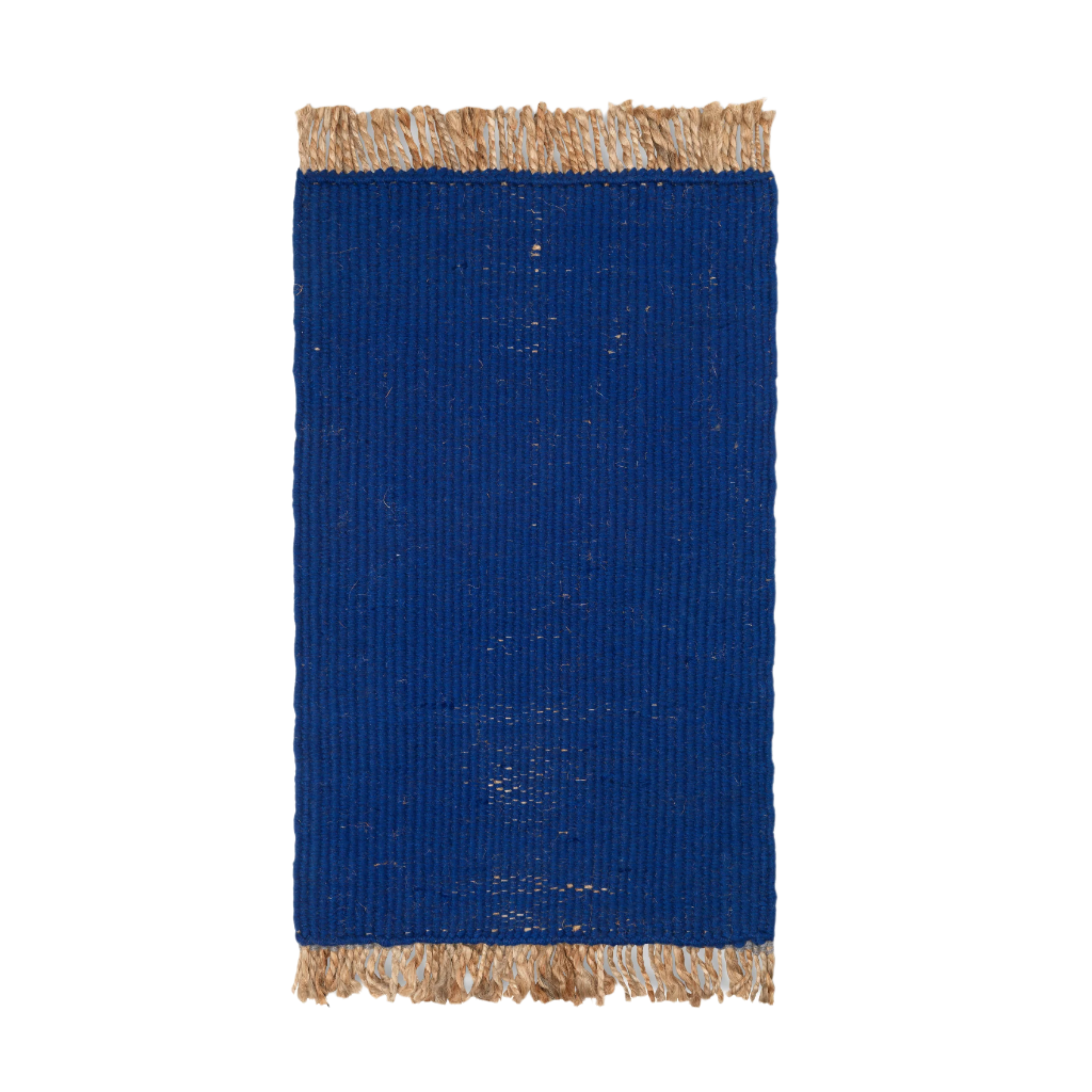 BLOCK MAT Teppich hellblau mit beigen Fransen
