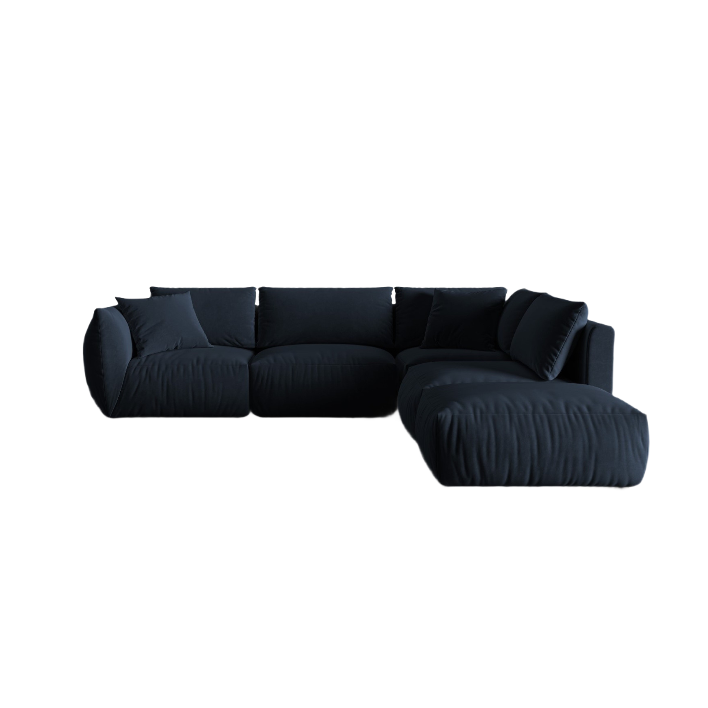 Modular velvet corner sofa for 4 people right-facing CHRIS royal blue