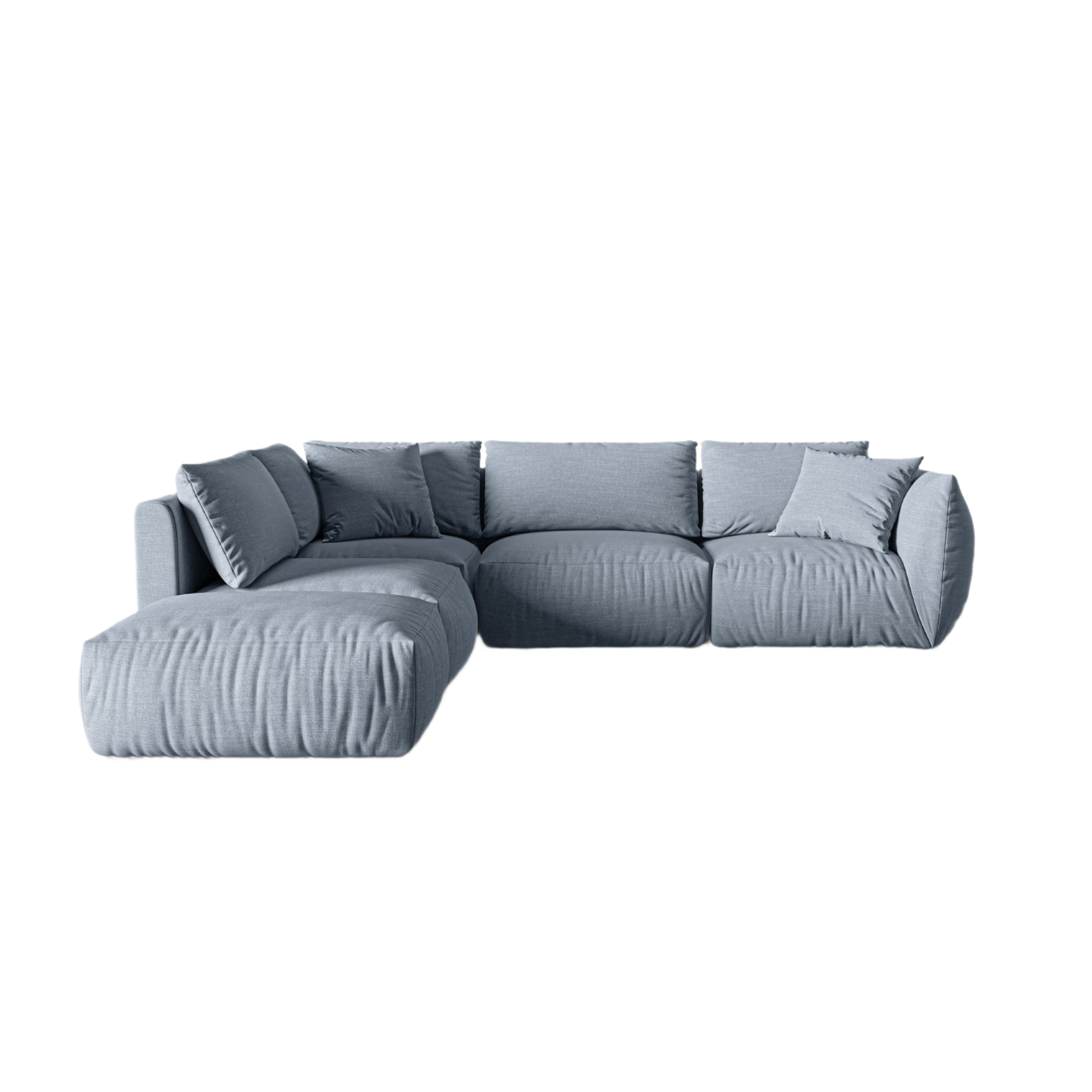 Modulares Ecksofa für 4 Personen, links, CHRIS, hellblaues Chenille